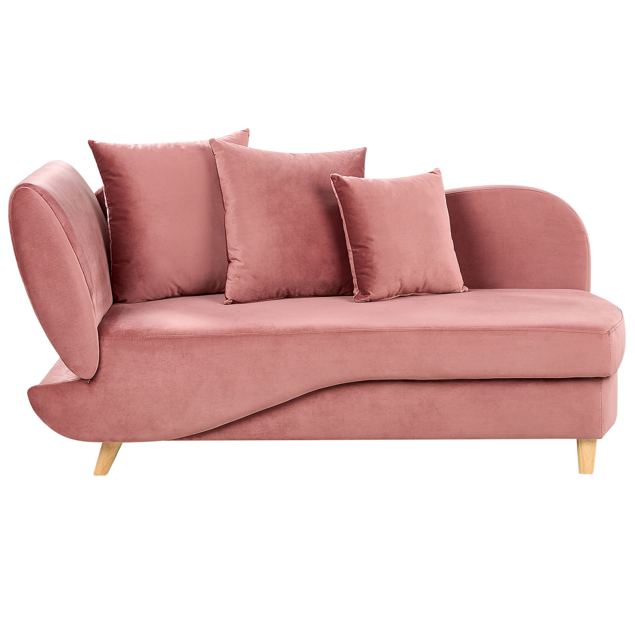 imagem de Chaise-longue à esquerda com arrumação em veludo rosa MERI II2