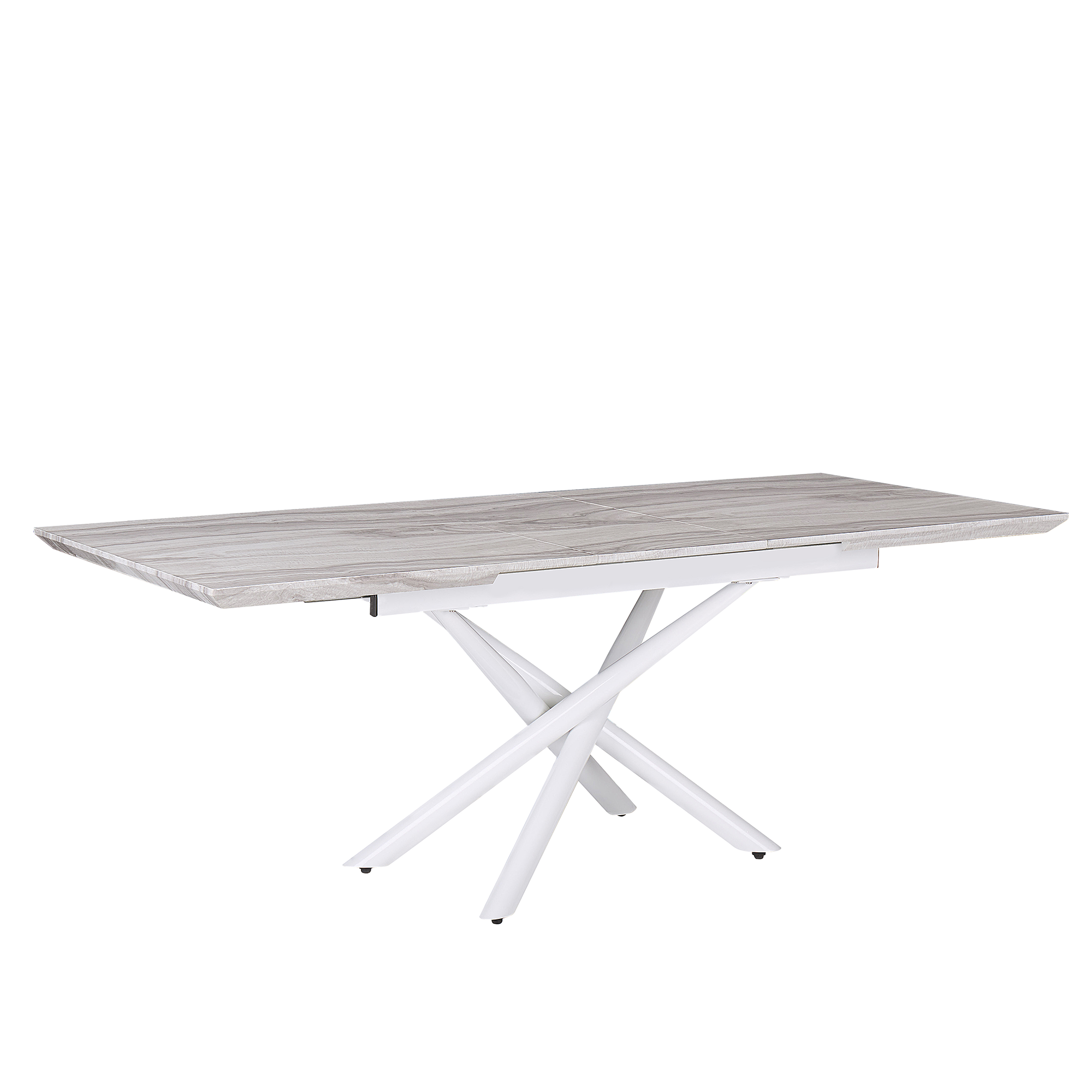 Beliani - Mesa de jantar extensível efeito de mármore e branco 160/200 x 90 cm MOIRA