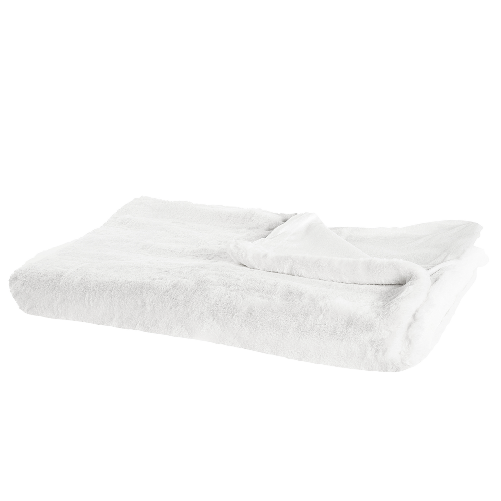 Image of Coperta plaid in tessuto di Poliestere Bianco 150 x 200 cm Soggiorno Soffice Decorazione Design Moderno