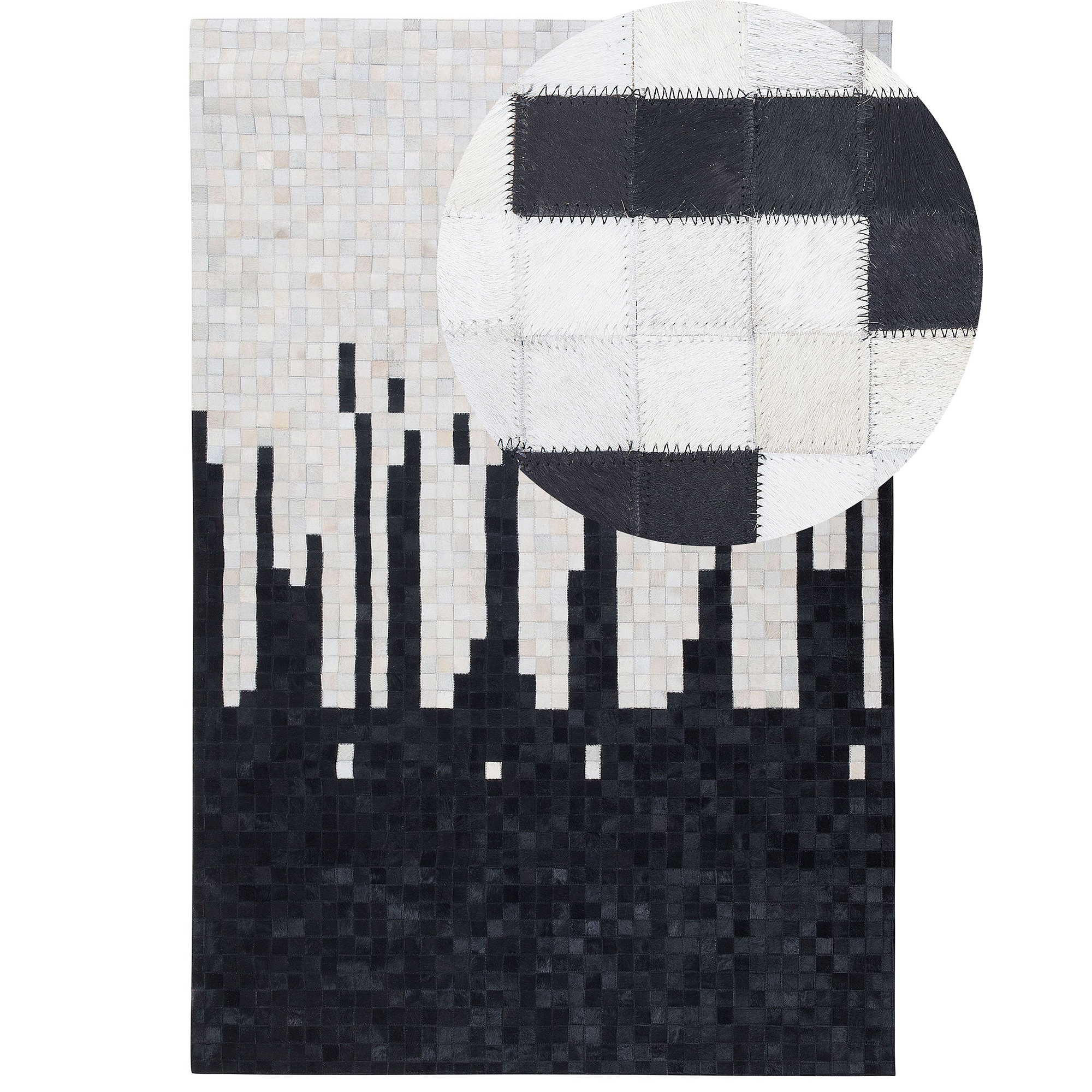 Vloerkleed leer zwart/beige 160 x 230 cm BOLU