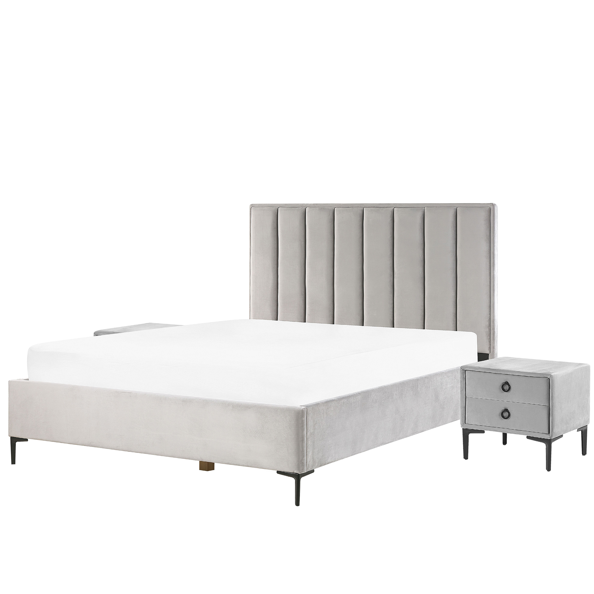 Slaapkamerset fluweel grijs 160 x 200 cm SEZANNE