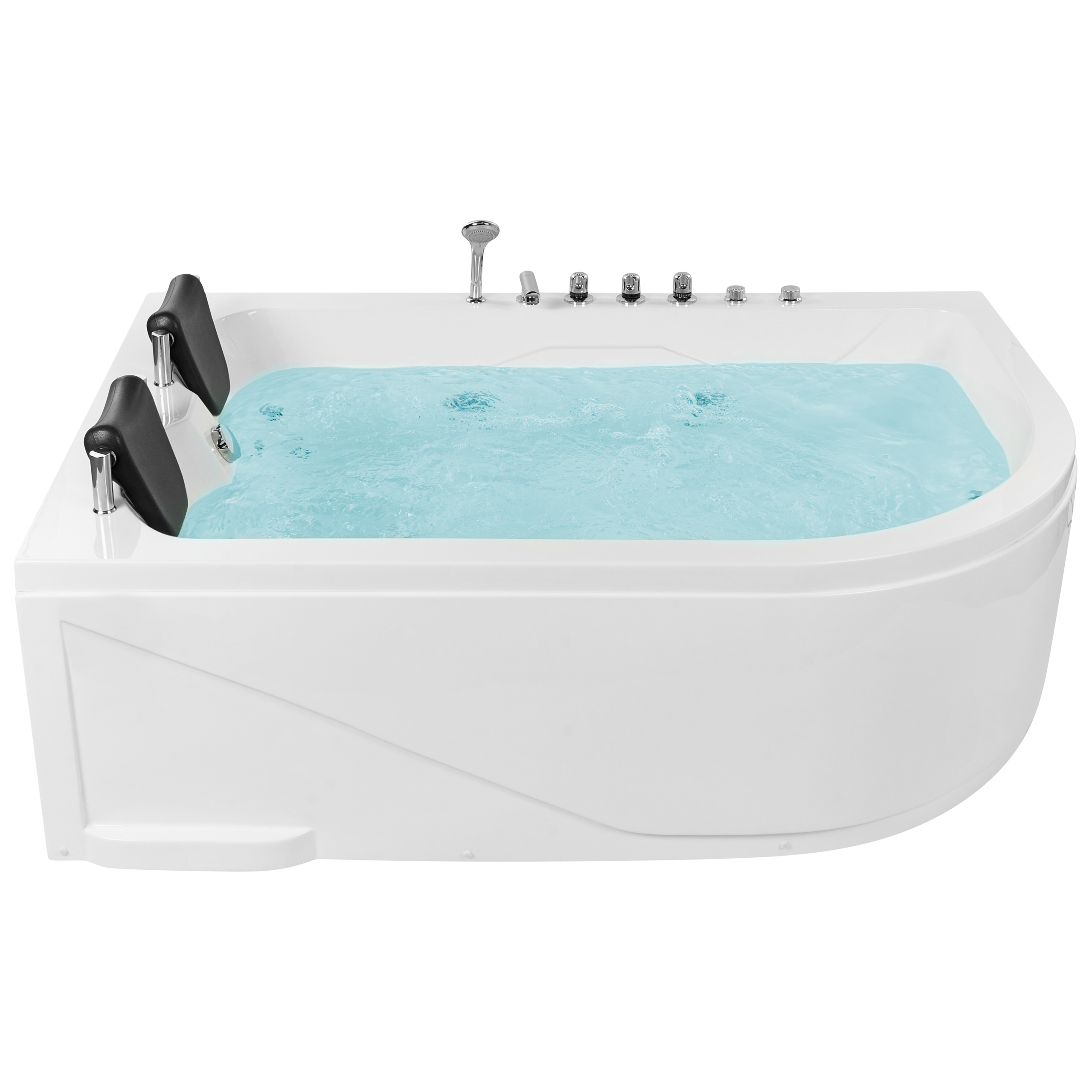 Hoekbad whirlpool LED wit 180 x 120 cm rechtszijdig CALAMA