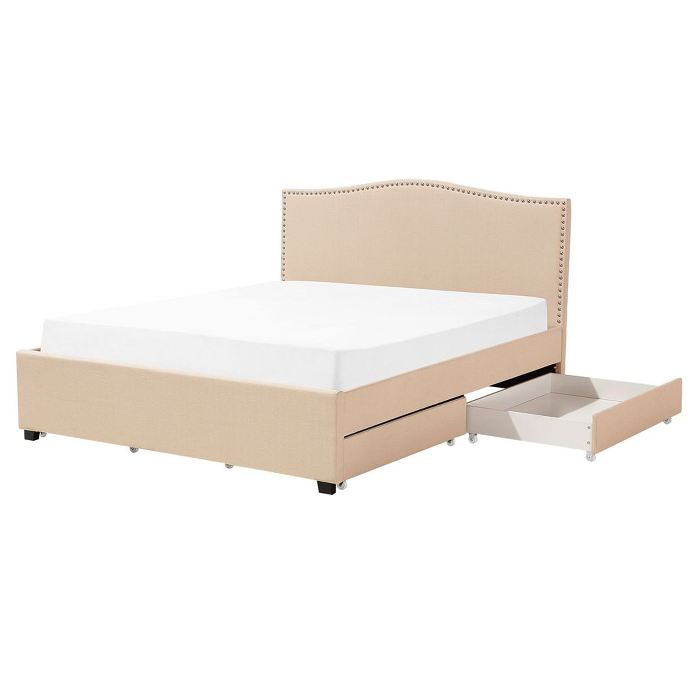 Beliani - Cama de casal com arrumação em tecido creme 160 x 200 cm MONTPELLIER