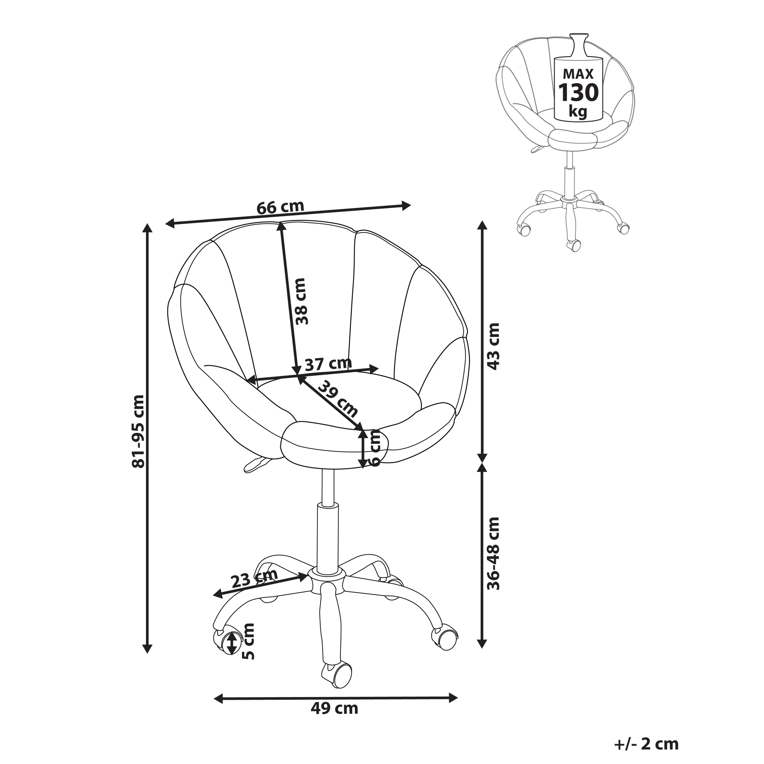 Scaun de birou ANNABELLE Boucle Roz pastel [3]