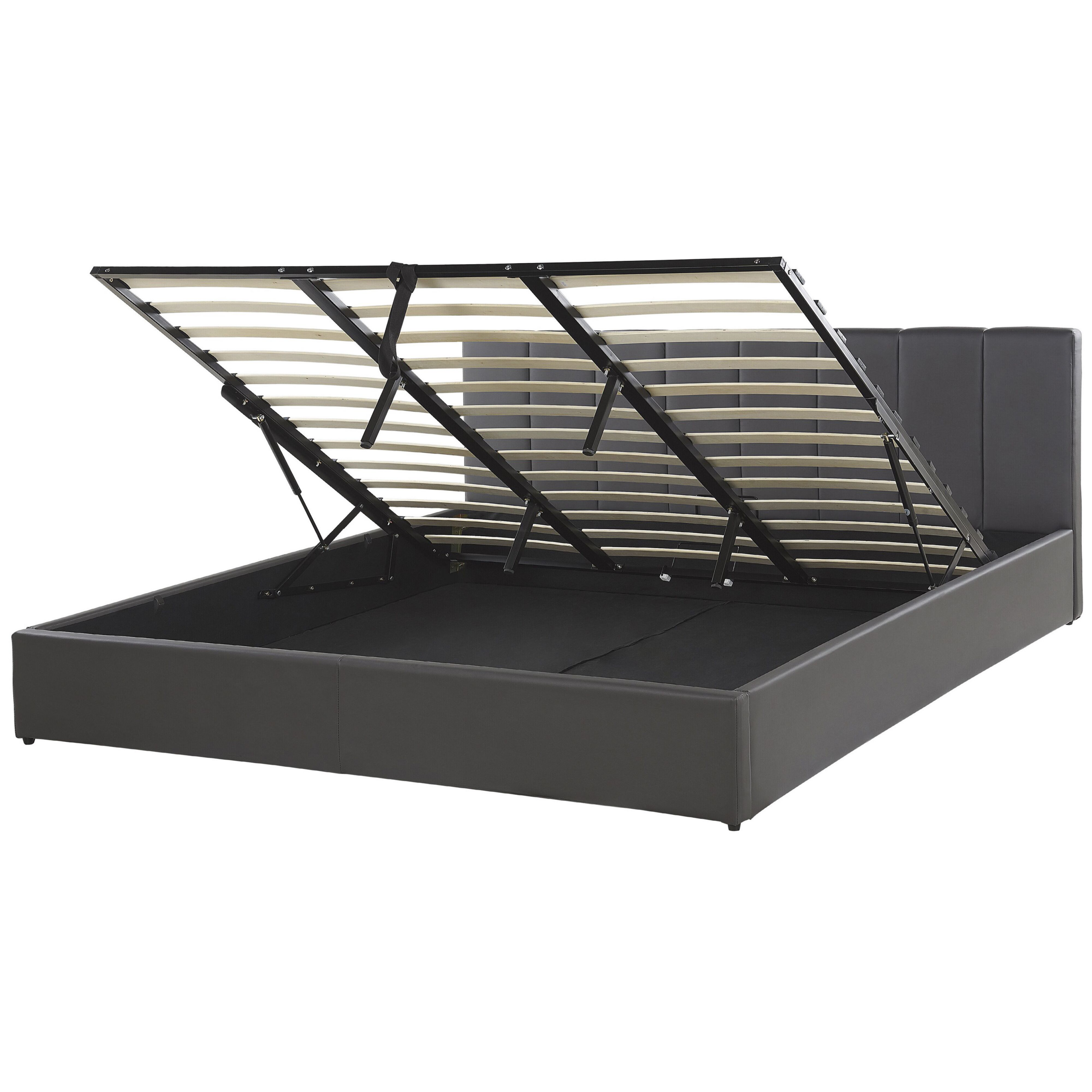 Bed met opbergruimte kunstleer grijs 180 x 200 cm DREUX