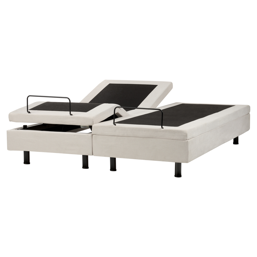 Letto elettrico matrimoniale tessuto beige chiaro regolabile con telecomando senza testiera 160x200 cm stile moderno