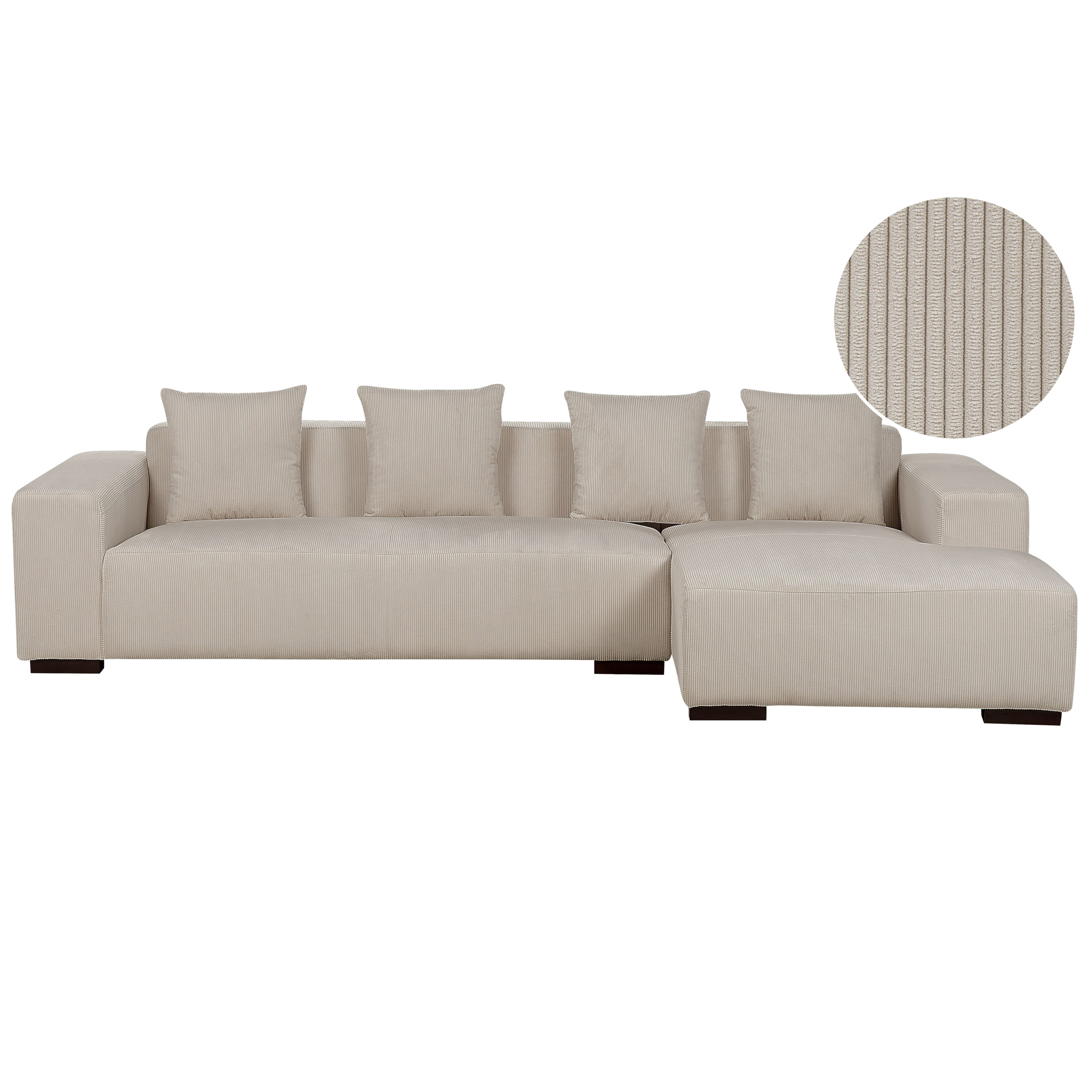 Hoekbank corduroy beige linkszijdig LUNGO
