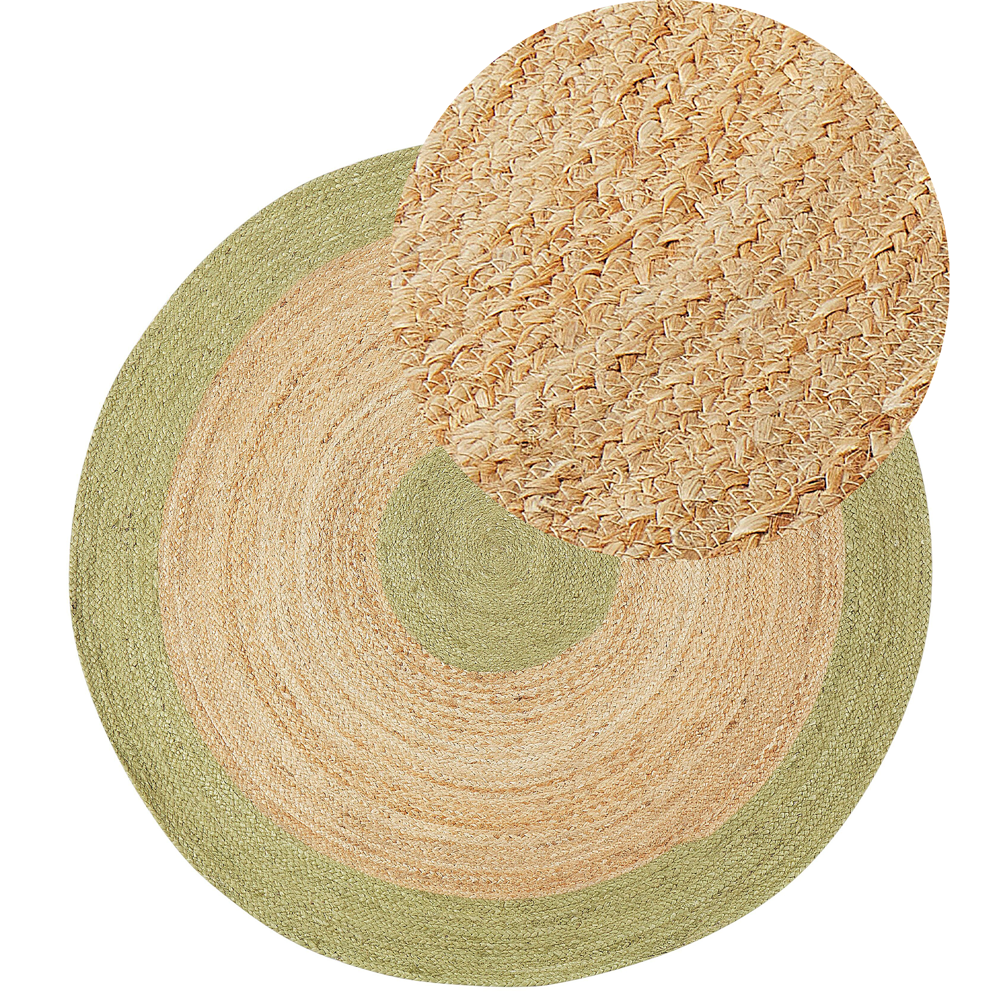 Vloerkleed jute beige/groen ø 140 cm YAYALAR