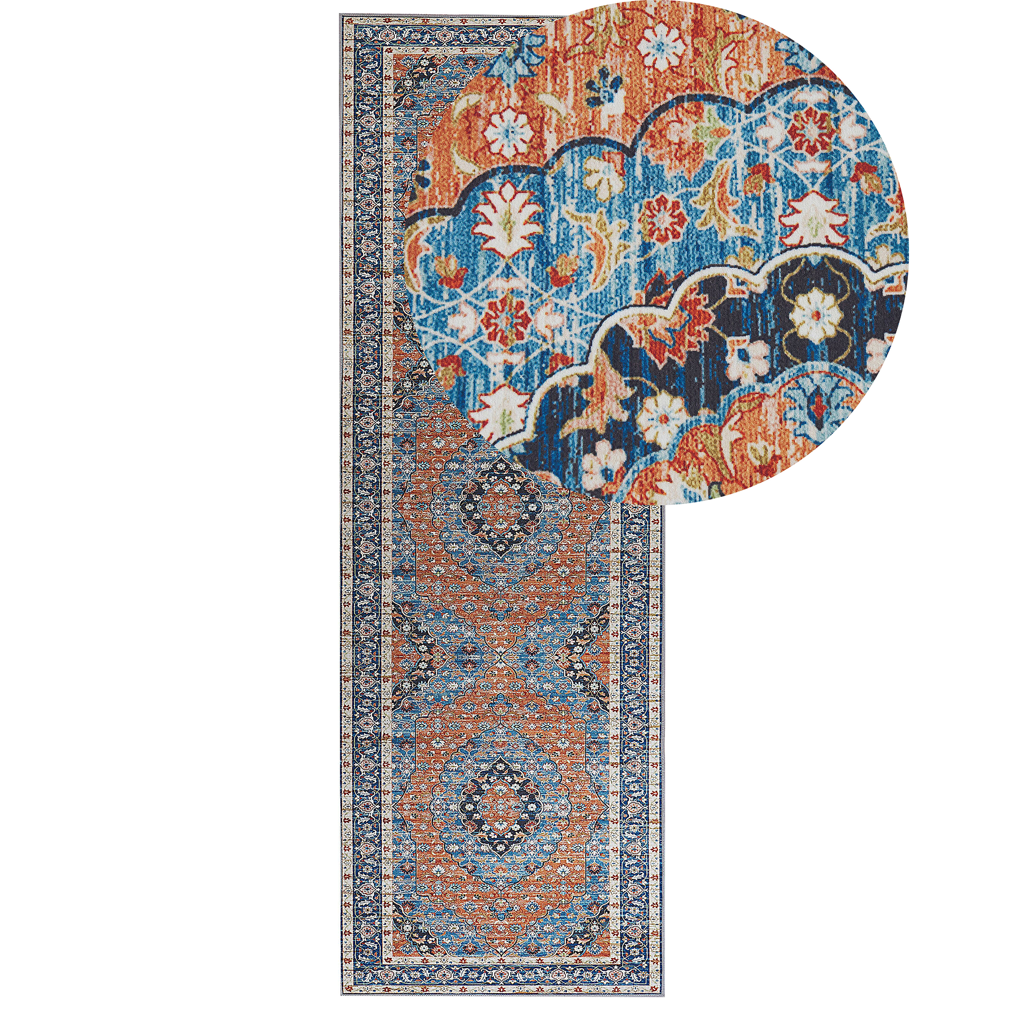 Vloerkleed blauw en oranje 80 x 240 cm MIDALAM