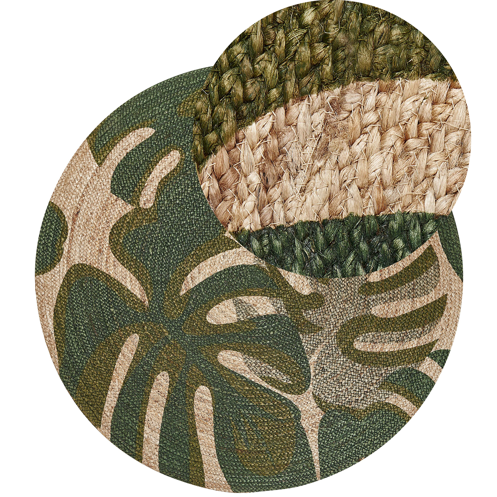 Vloerkleed jute beige/groen ⌀ 140 cm BAYAT