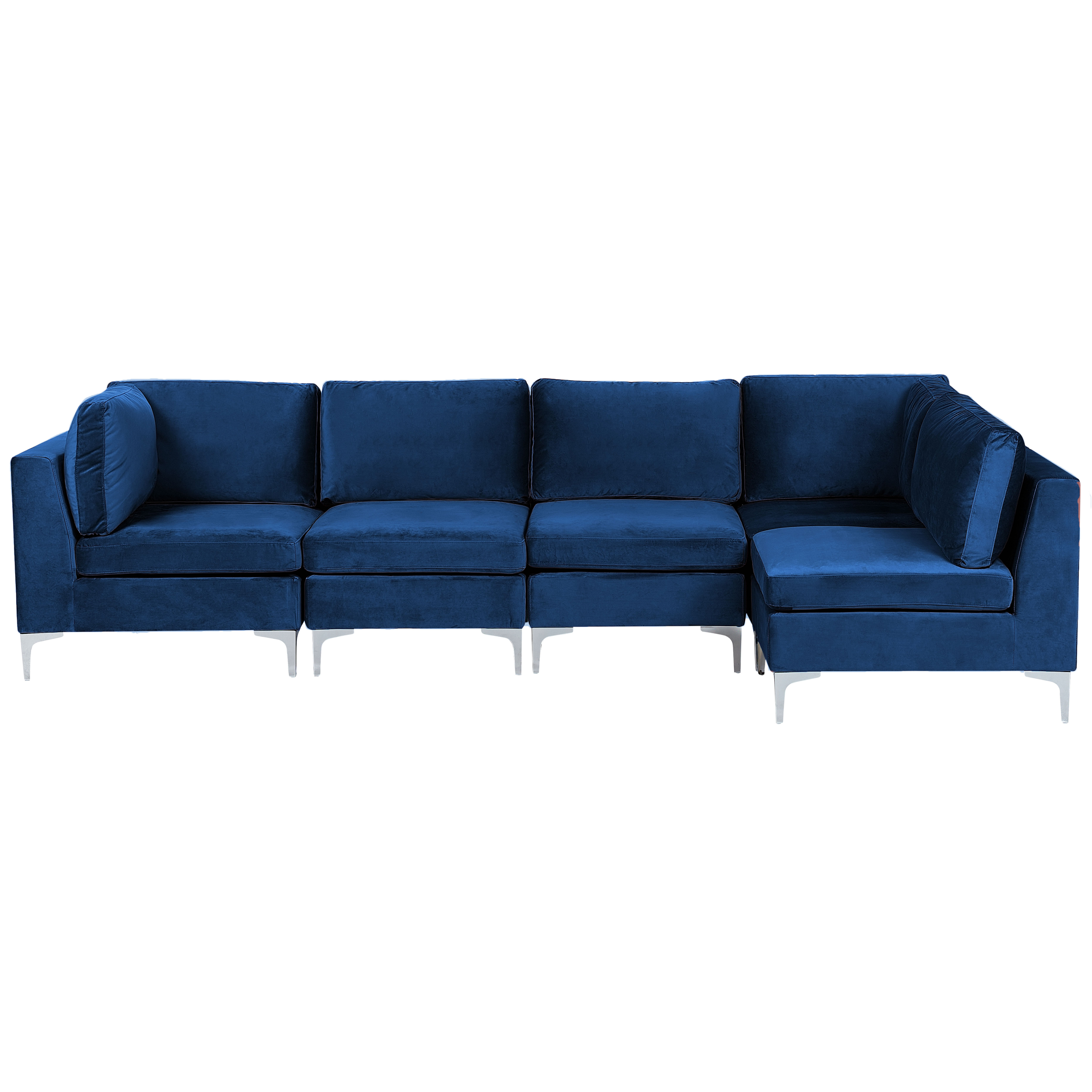 Hoekbank 5-zits fluweel blauw linkszijdig EVJA