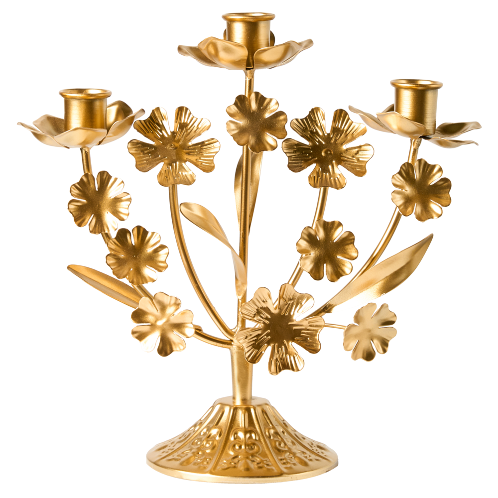Portacandele oro per 3 candele fiore Candelabro ferro moderno design minimalista decorazione