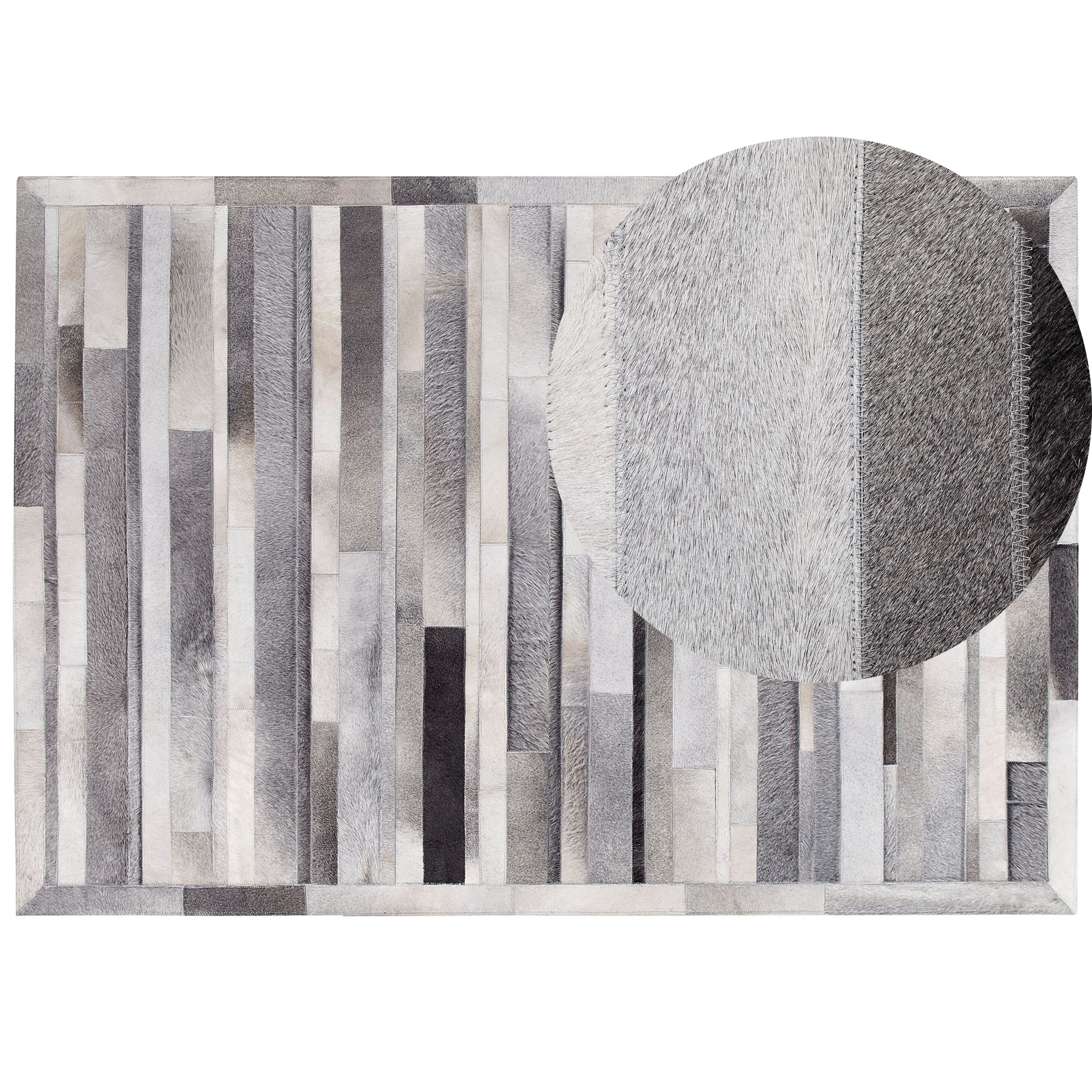 Vloerkleed leer lichtgrijs 160 x 230 cm AZAY