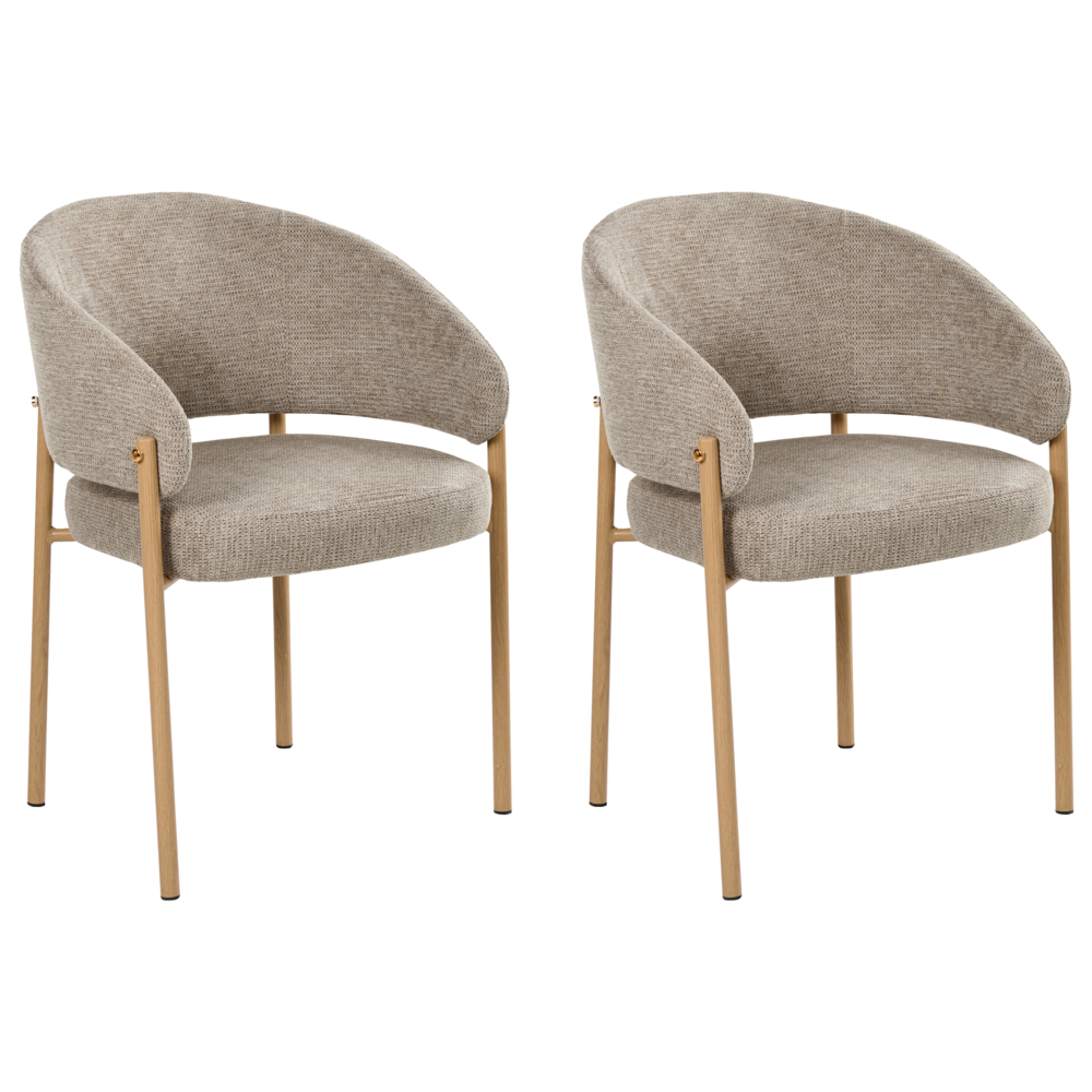 Set di 2 sedie da pranzo Rivestimento in tessuto tortora Gambe in metallo curve Base Sala da pranzo