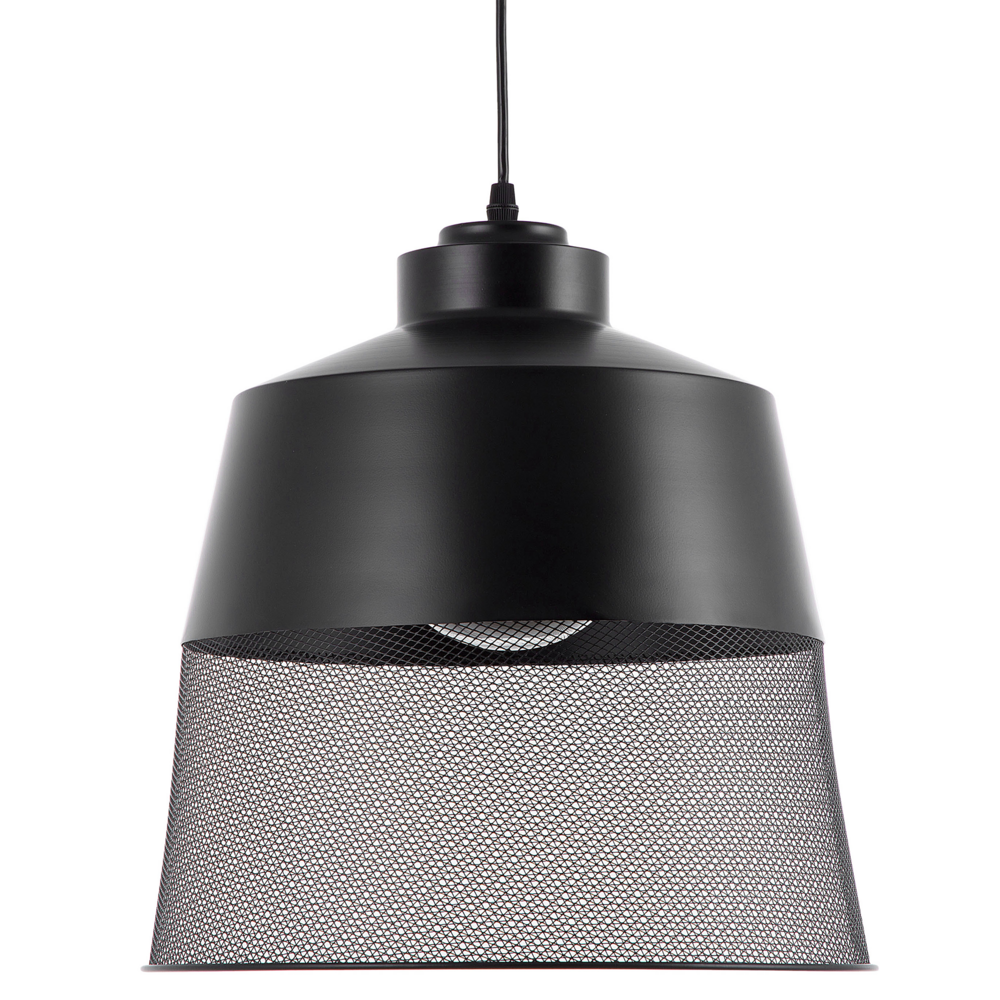 Image of Lampada a Sospensione lampadario di Design Industriale Vintage in Rete Metallica Nera