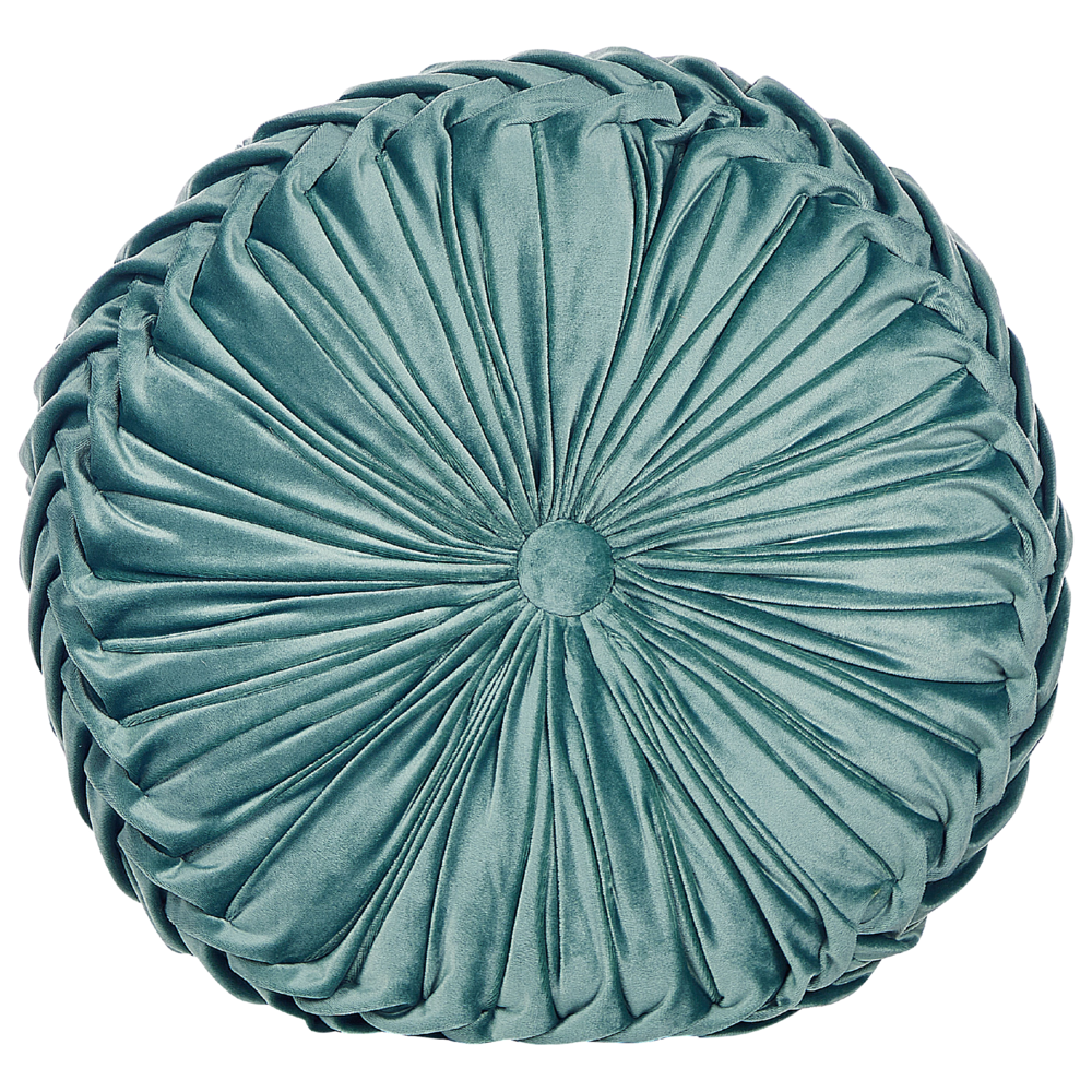Image of Cuscino Decorativo Tessuto foglia di tè con Pieghe Rotondo 40 cm Accessori Arrossoamento Moderno Minimalista