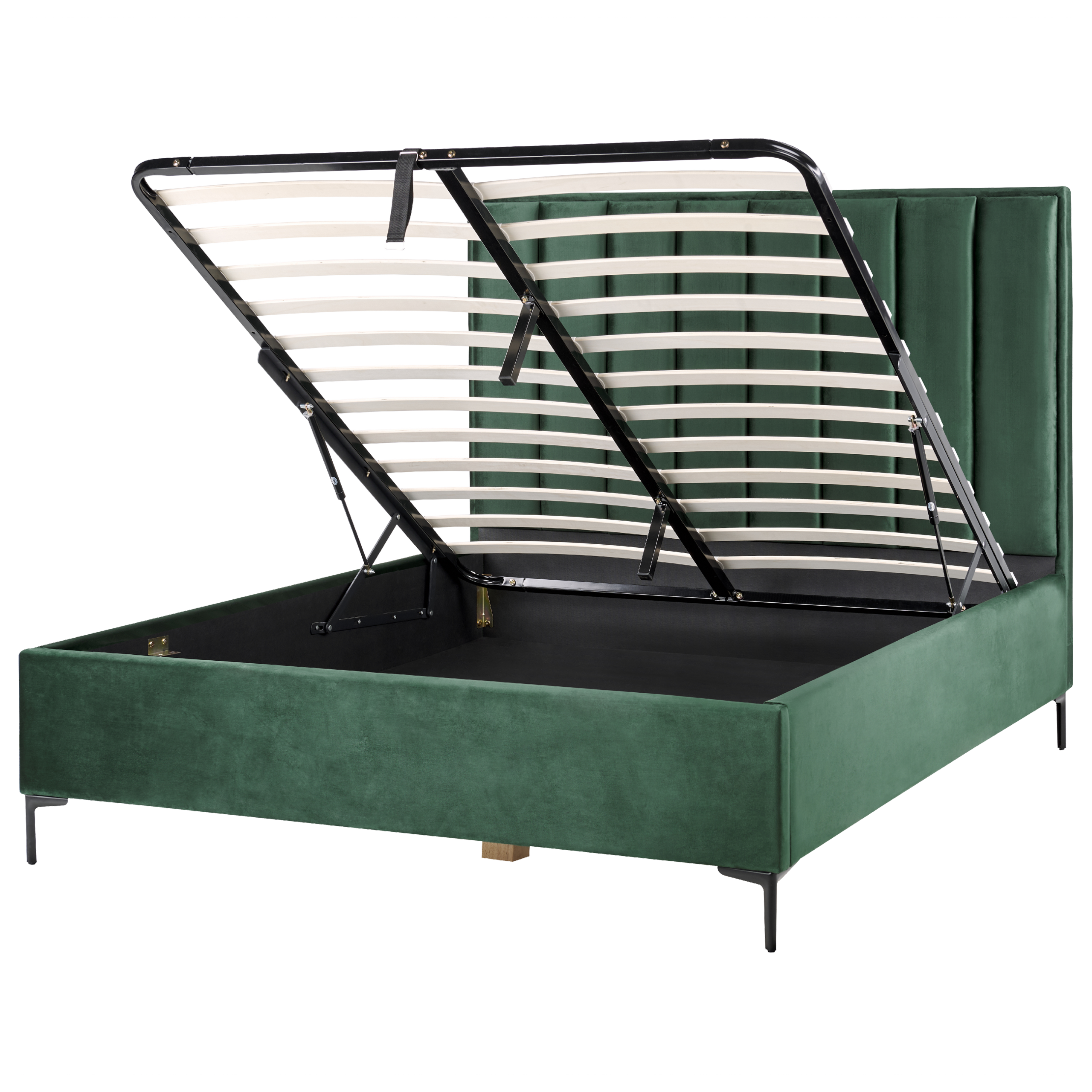 Bed met opbergruimte fluweel donkergroen 160 x 200 cm SEZANNE