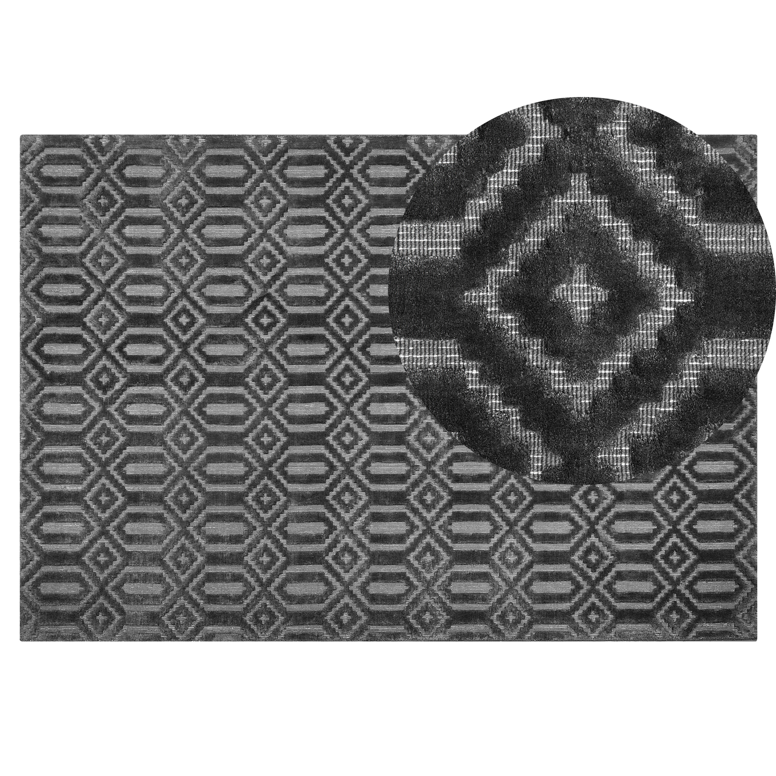 Vloerkleed viscose donkergrijs 140 x 200 cm ADATEPE
