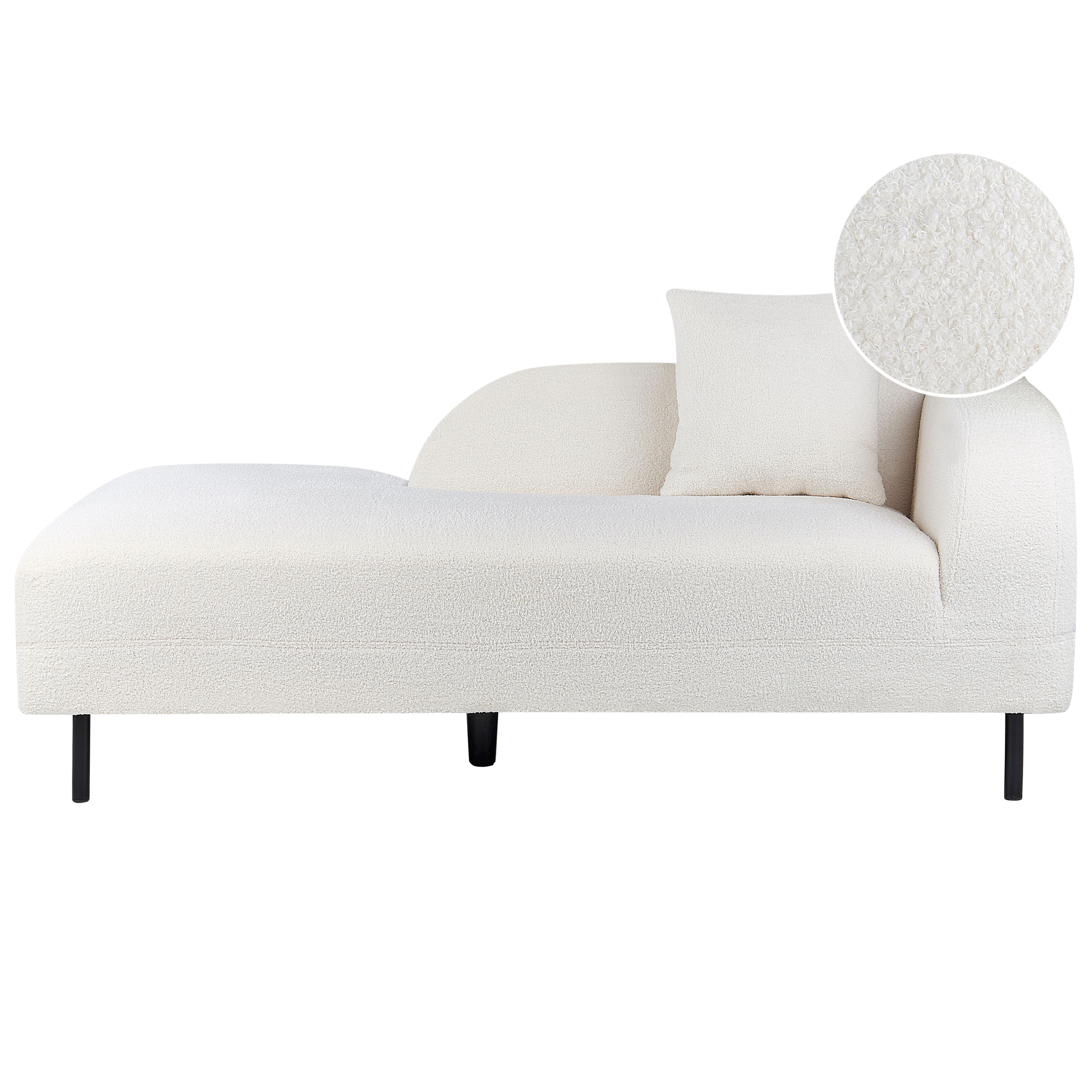 Chaise longue bouclé wit rechtszijdig LE CRAU