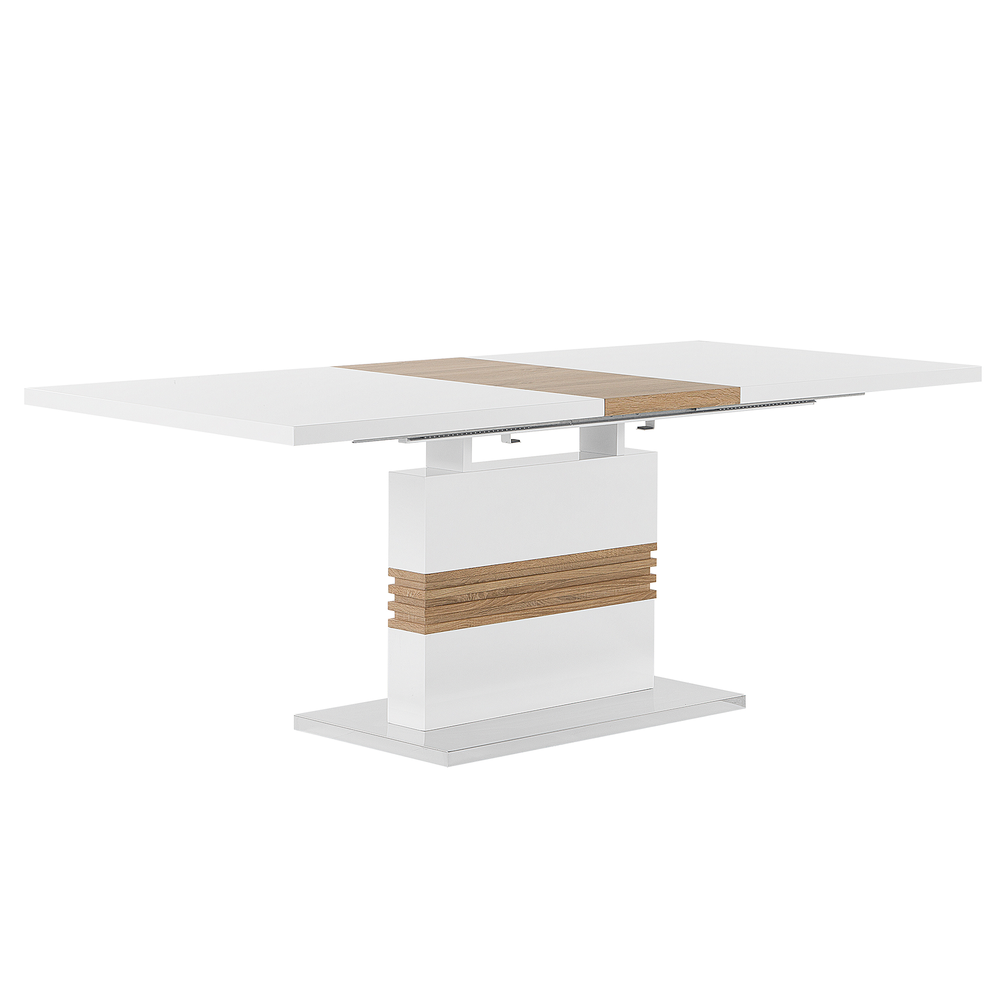 Eettafel uitschuifbaar MDF lichtbruin/wit 160 / 200 x 90 cm SANTANA