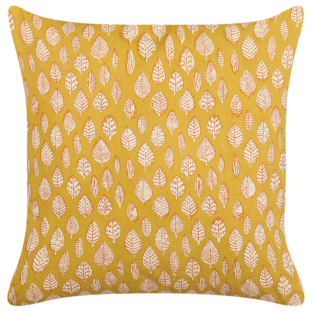 Image of Cuscino decorativo cotone con motivo a foglie 45 x 45 cm nappe decorative rivestimento sfoderabile accessori decorativi