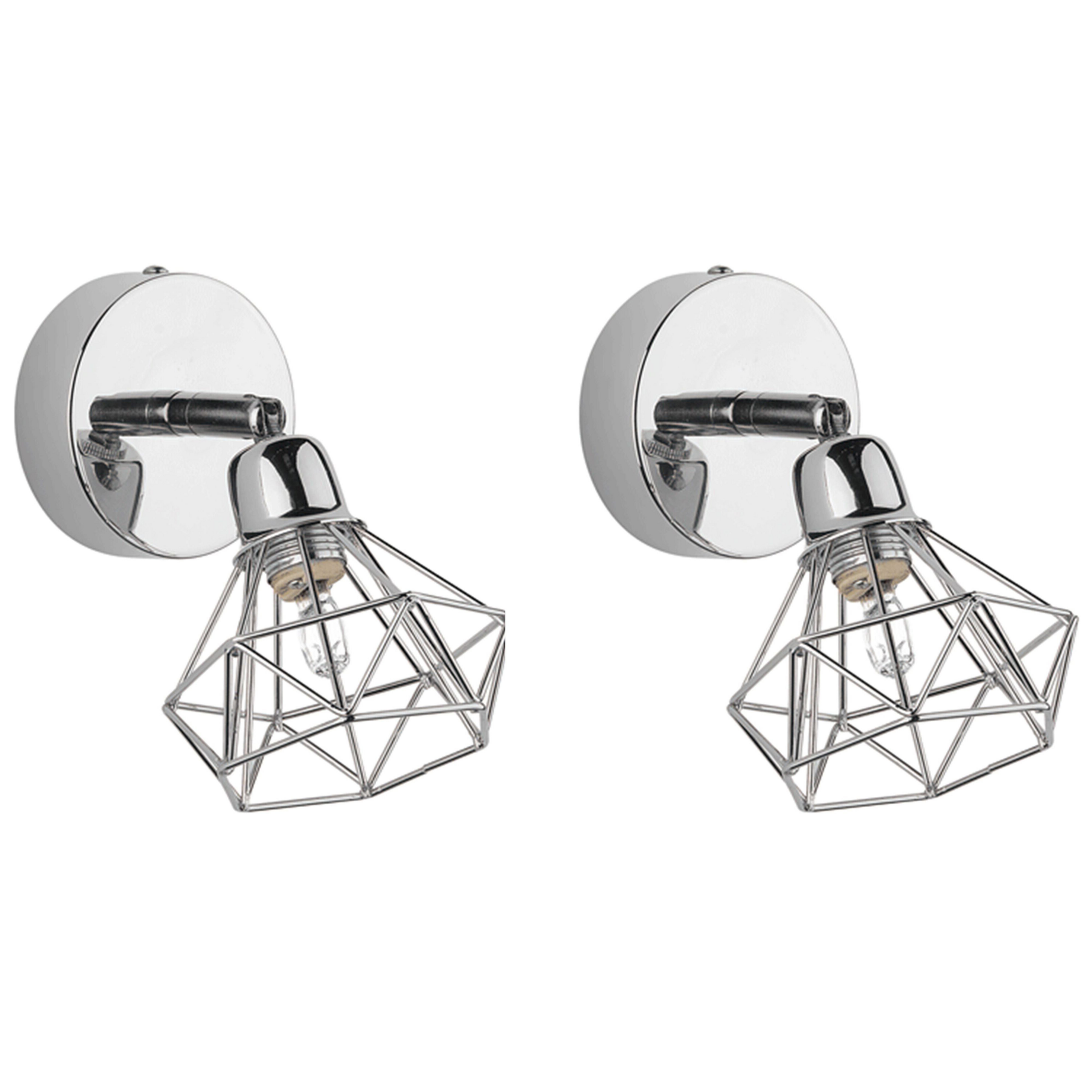 Wandlamp set van 2 zilver ERMA