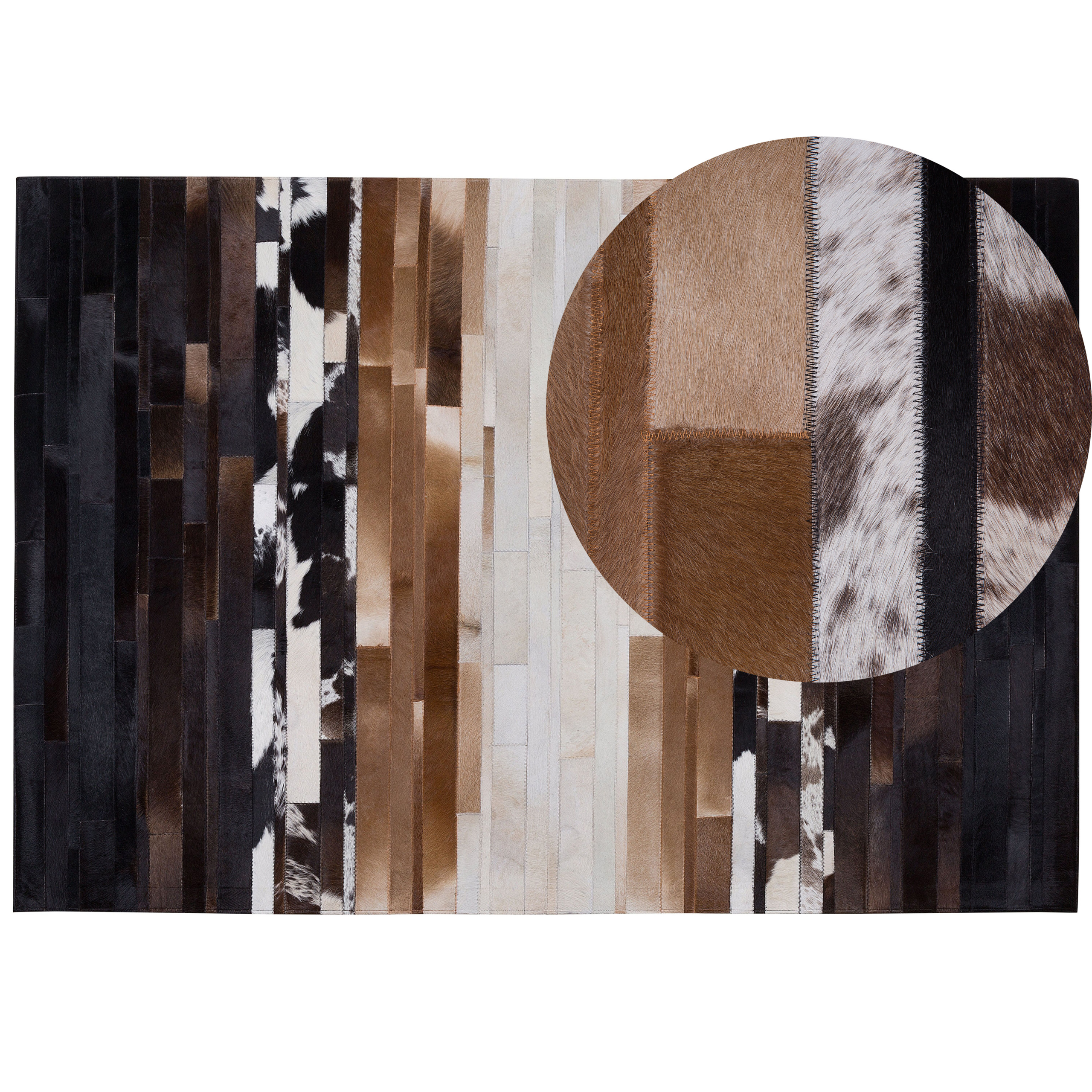 Vloerkleed leer zwart/beige 160 x 230 cm DALYAN