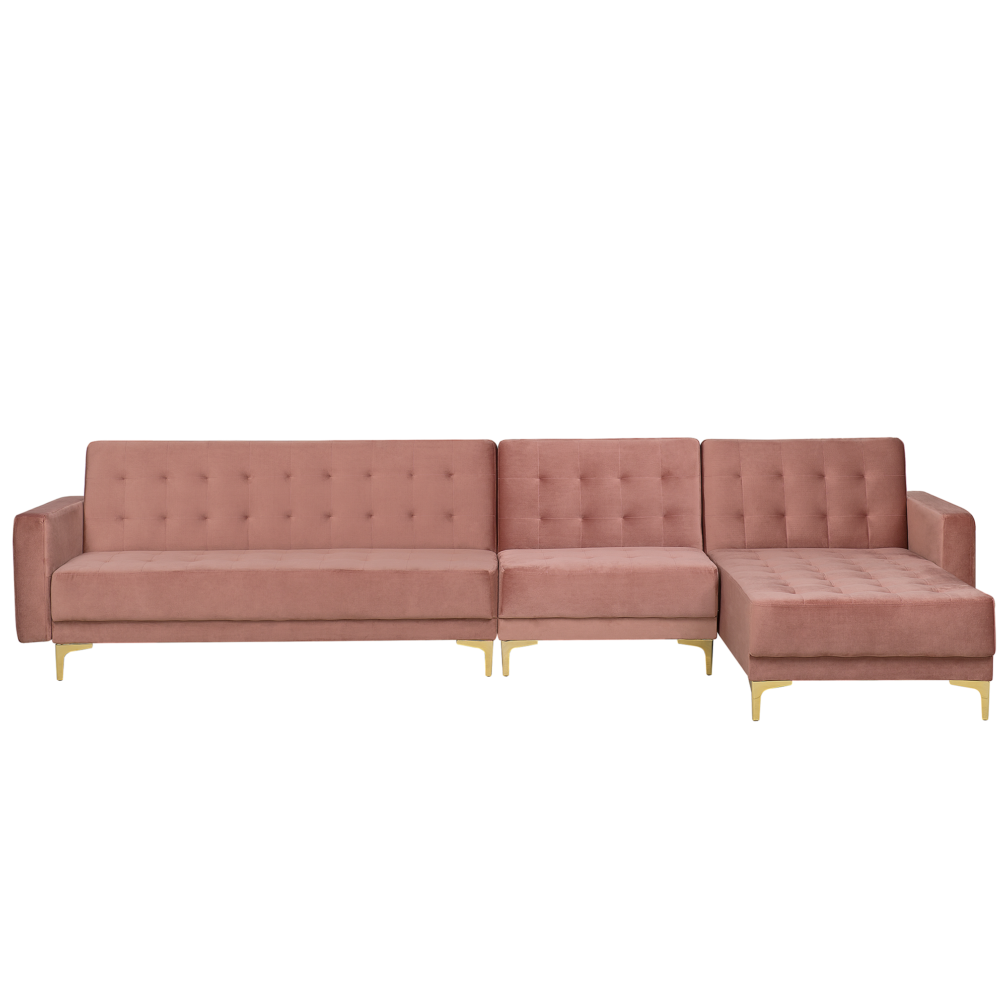 Modulaire hoekbank fluweel roze linkszijdig ABERDEEN