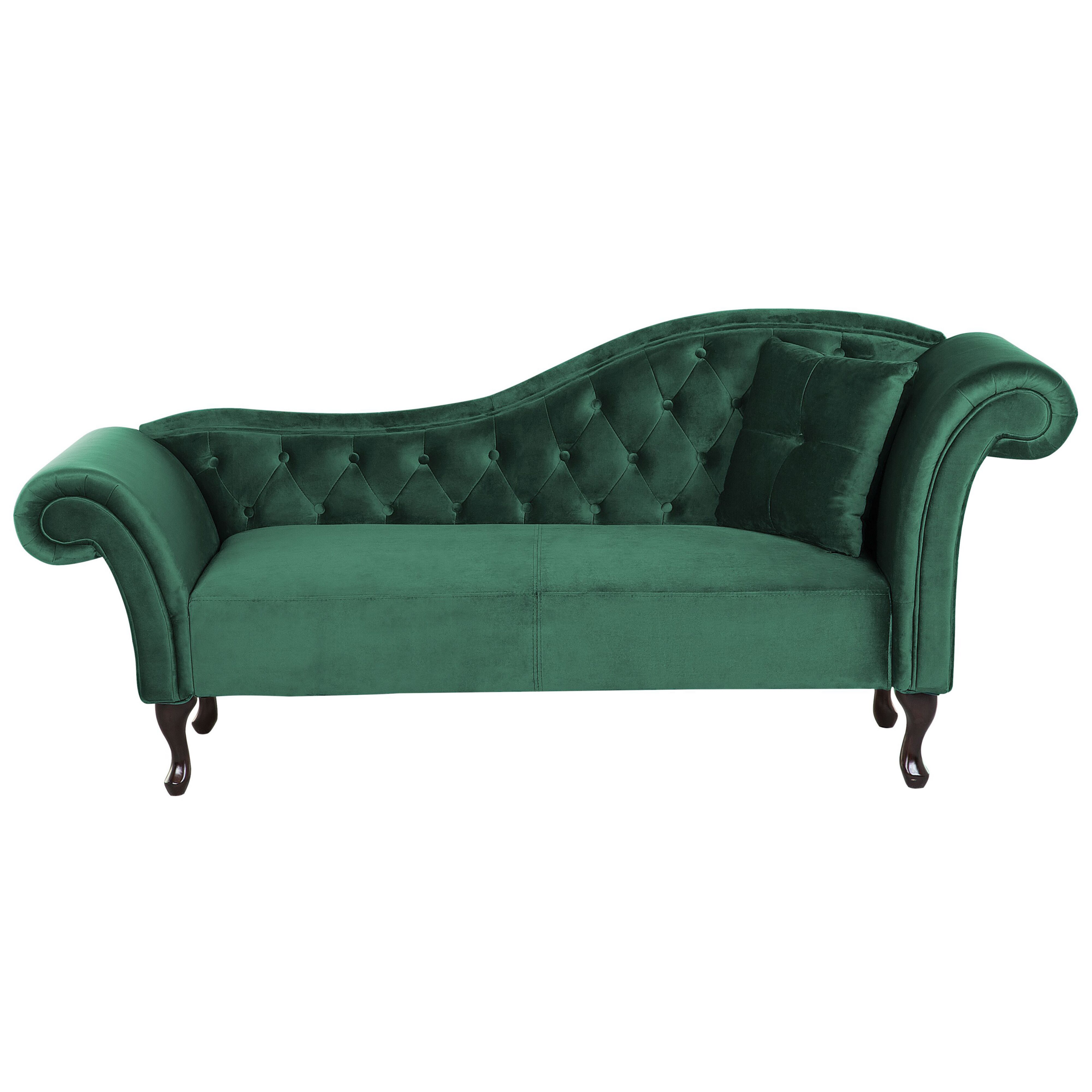 Chaise longue fluweel donkergroen rechtszijdig LATTES