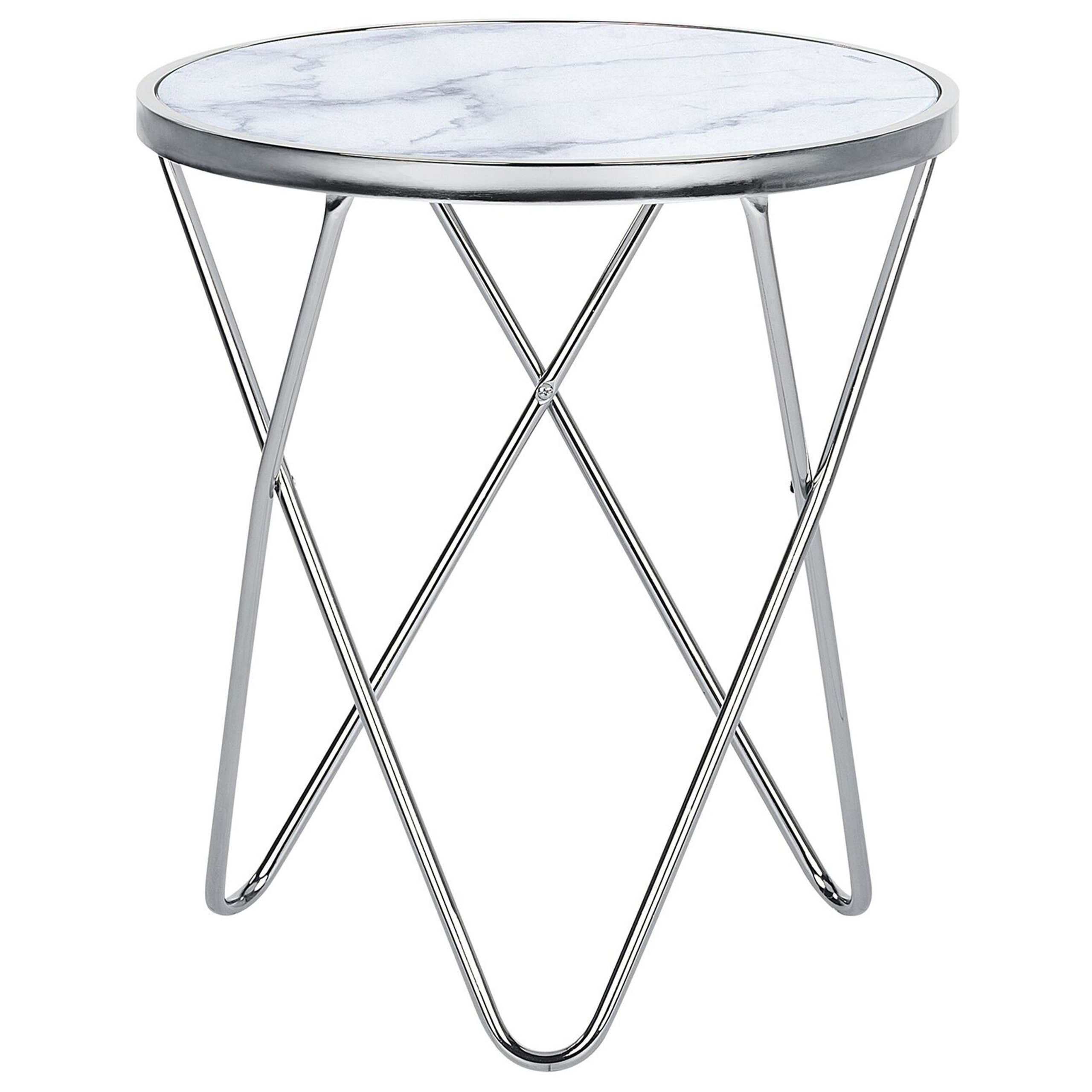 Bijzettafel marmerlook wit/zilver MERIDIAN II