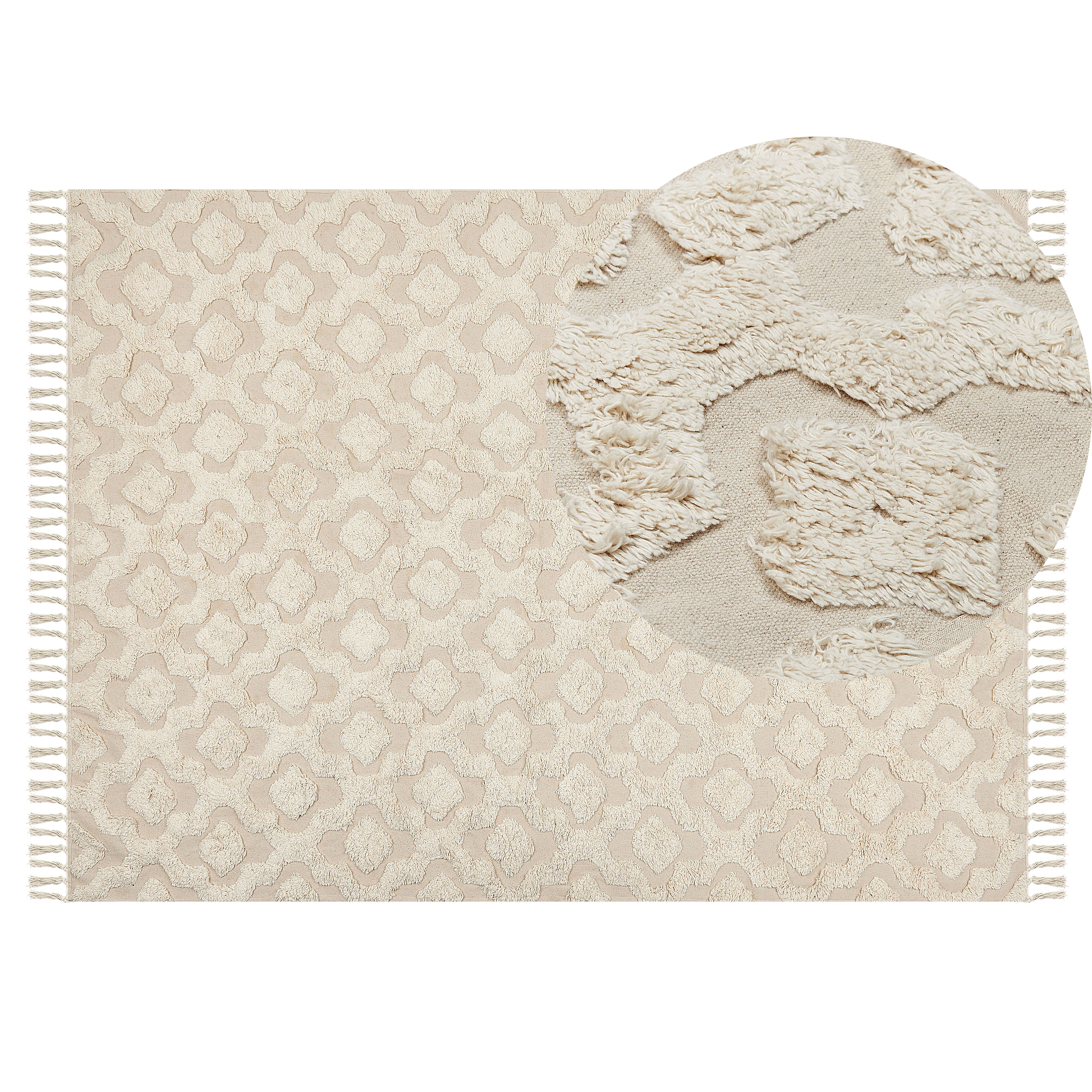 Vloerkleed katoen beige 140 x 200 cm AKSARAY