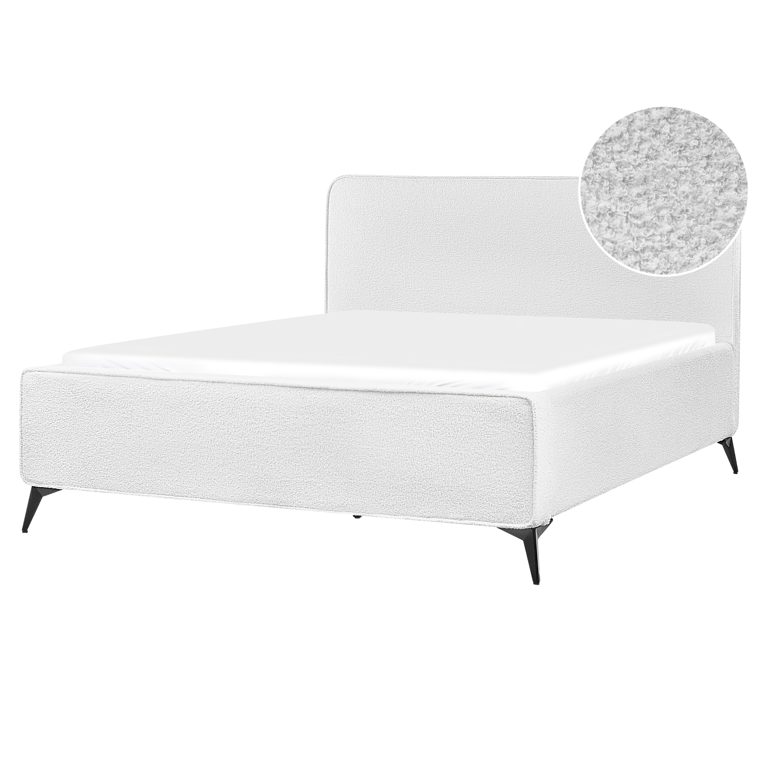 Bed bouclé wit 160 x 200 cm VALOGNES