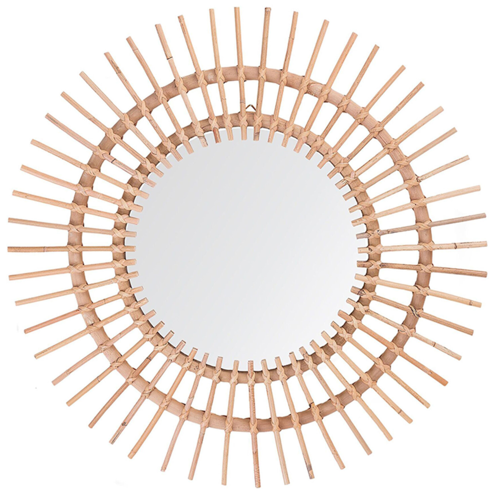 Specchio da parete Rattan beige ø 76 cm Decorativo Corridoio Boho