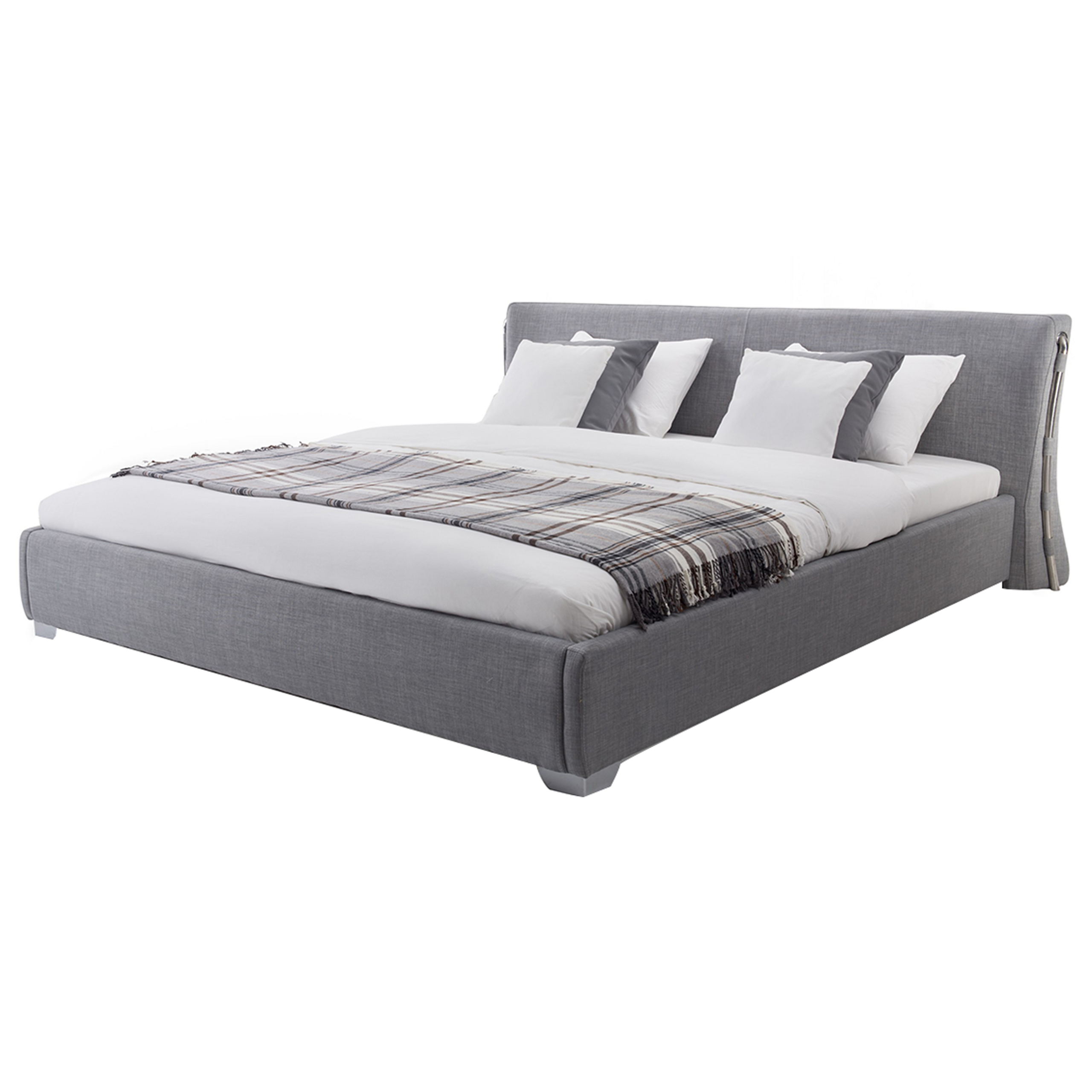 Bed stof grijs 180 x 200 cm PARIS