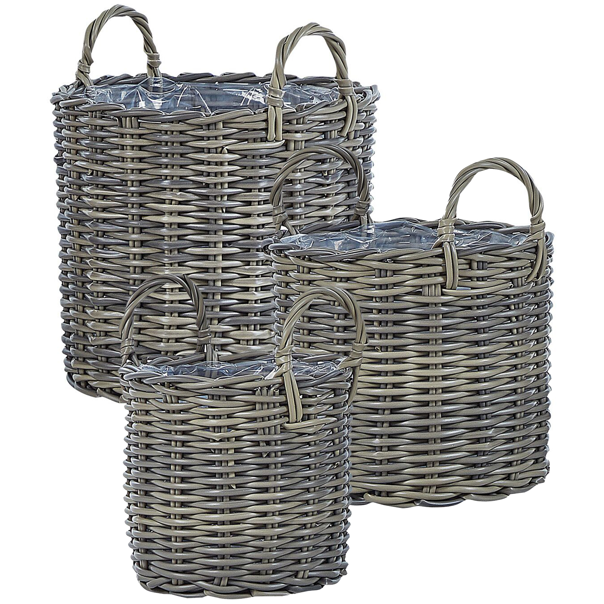 Bloempot set van 3 rotan taupe NIKITI