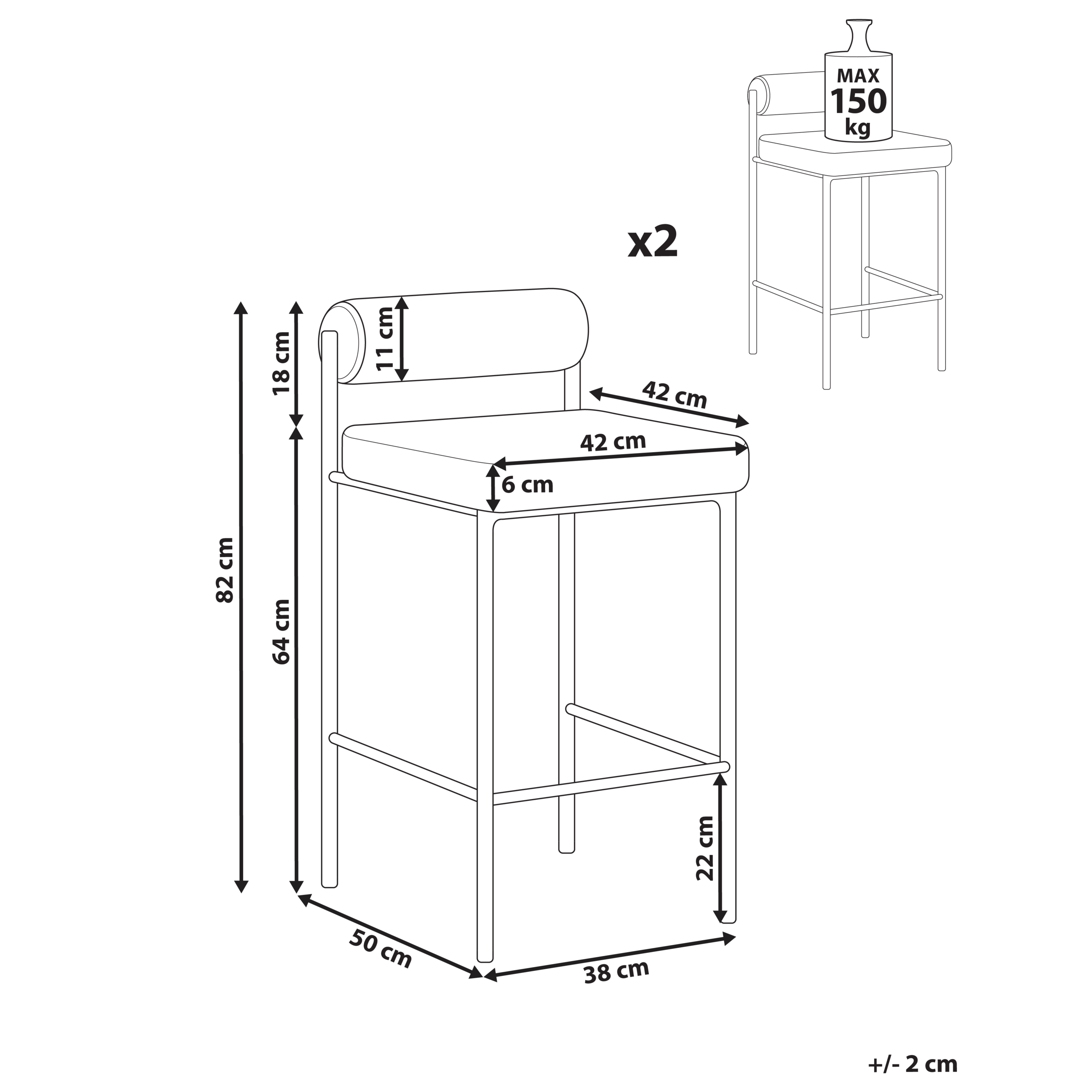 Set de 2 scaune de bar AMAYA Albastru verzui [3]
