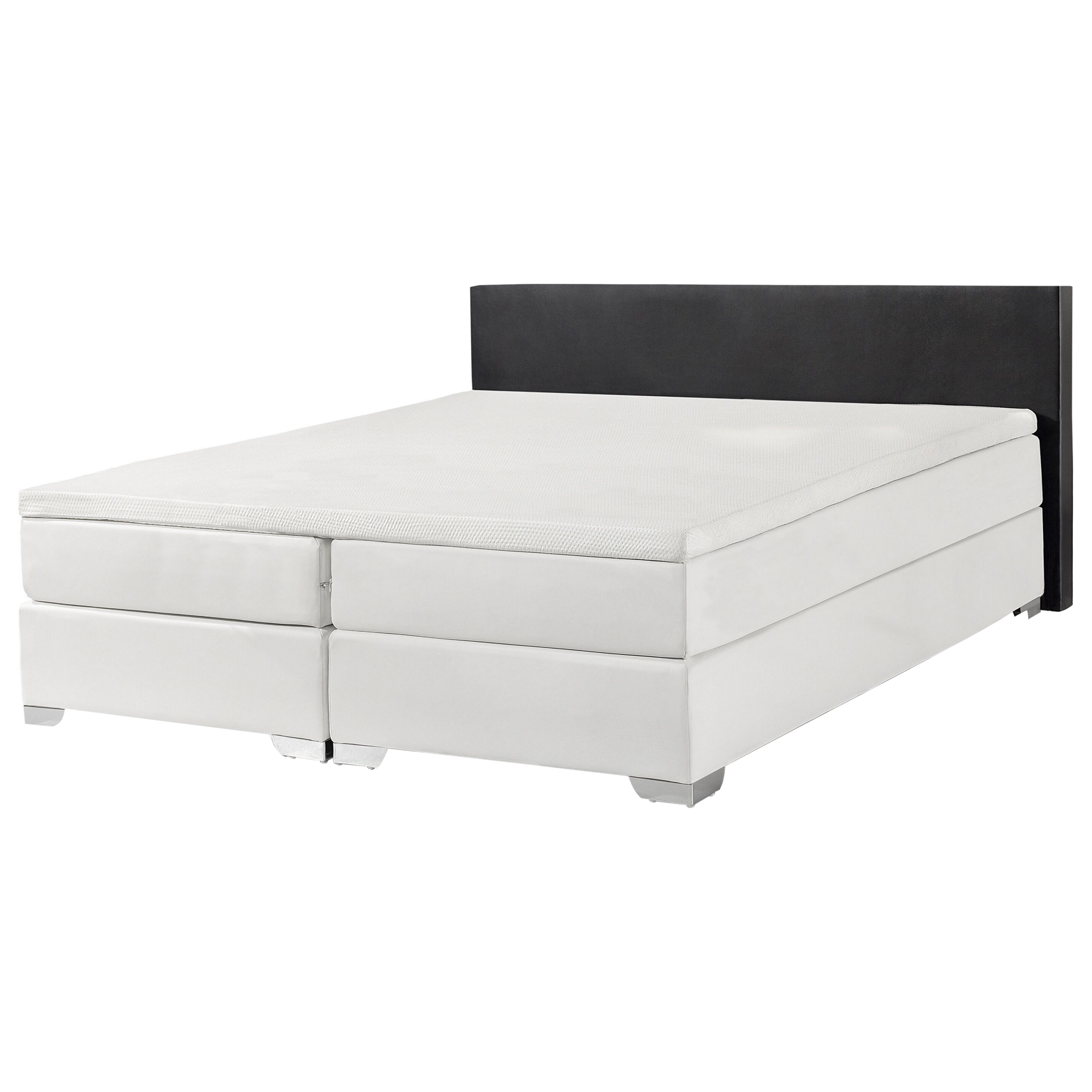 Boxspring kunstleer zwart/wit 160 x 200 cm PRESIDENT