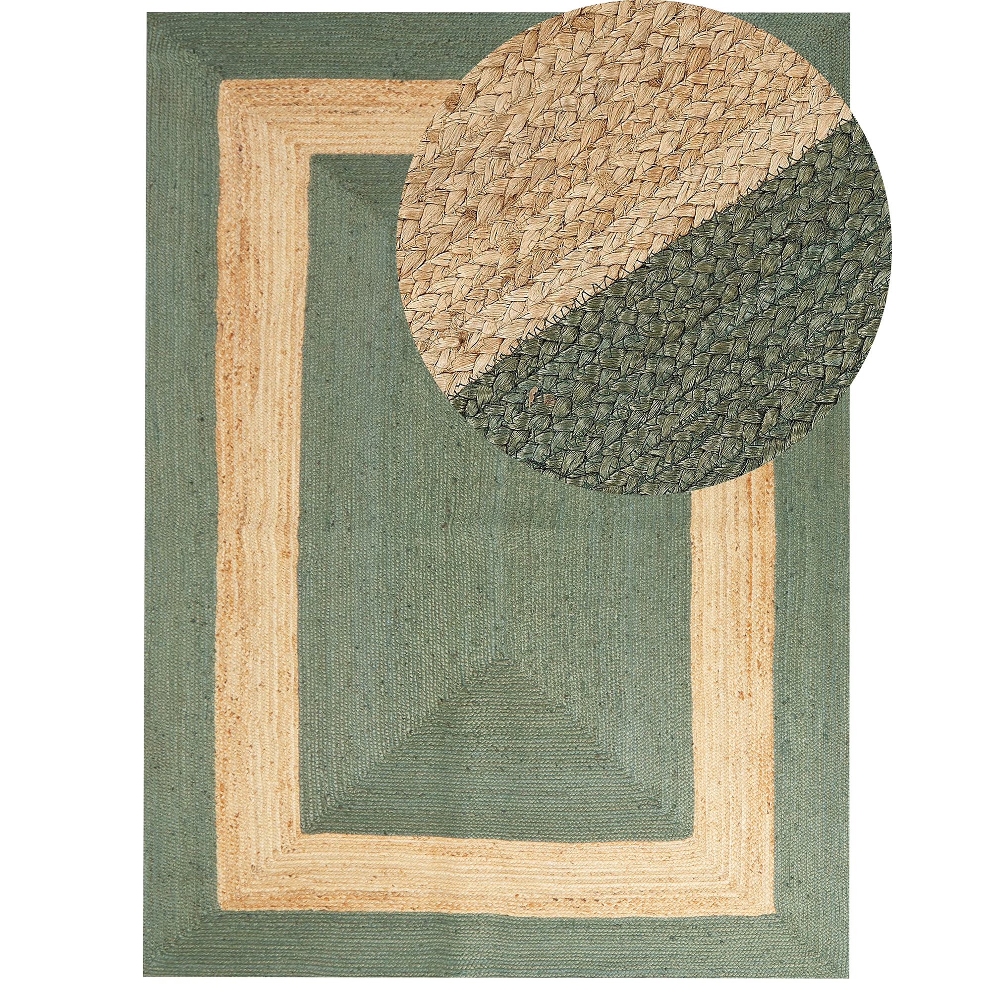 Vloerkleed jute groen 300 x 400 cm KARAKUYU