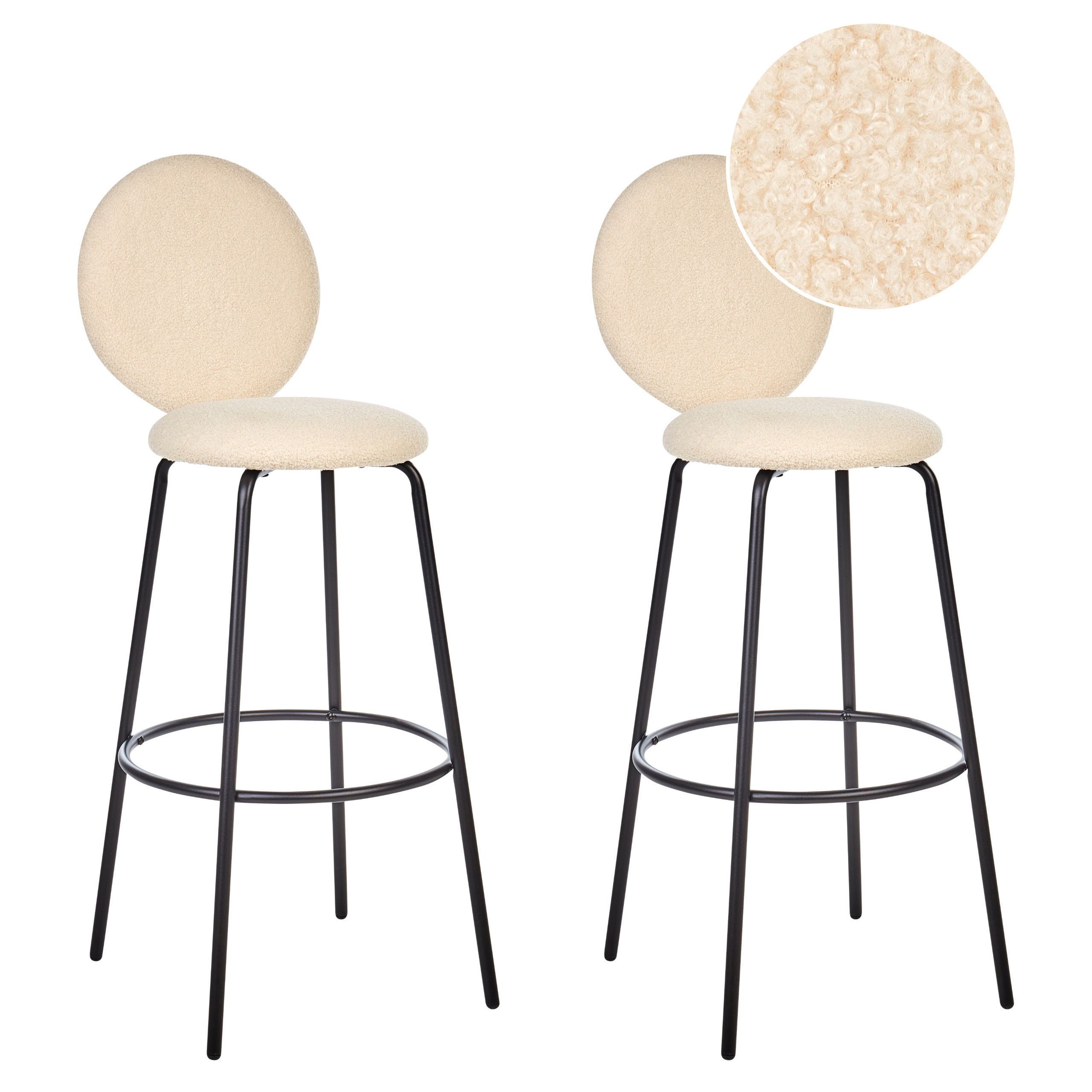 Barkruk Set van 2 Bouclé Lichtbeige EMERY