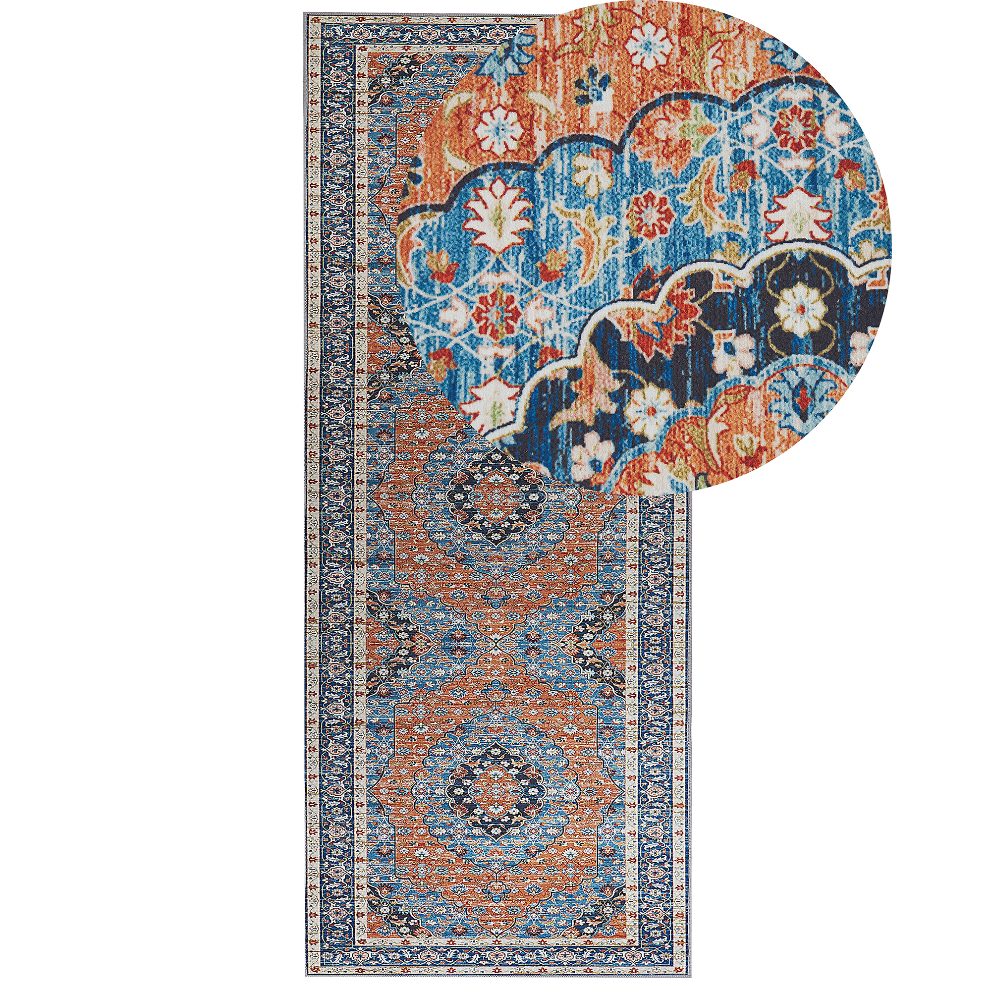 Vloerkleed blauw en oranje 80 x 200 cm MIDALAM