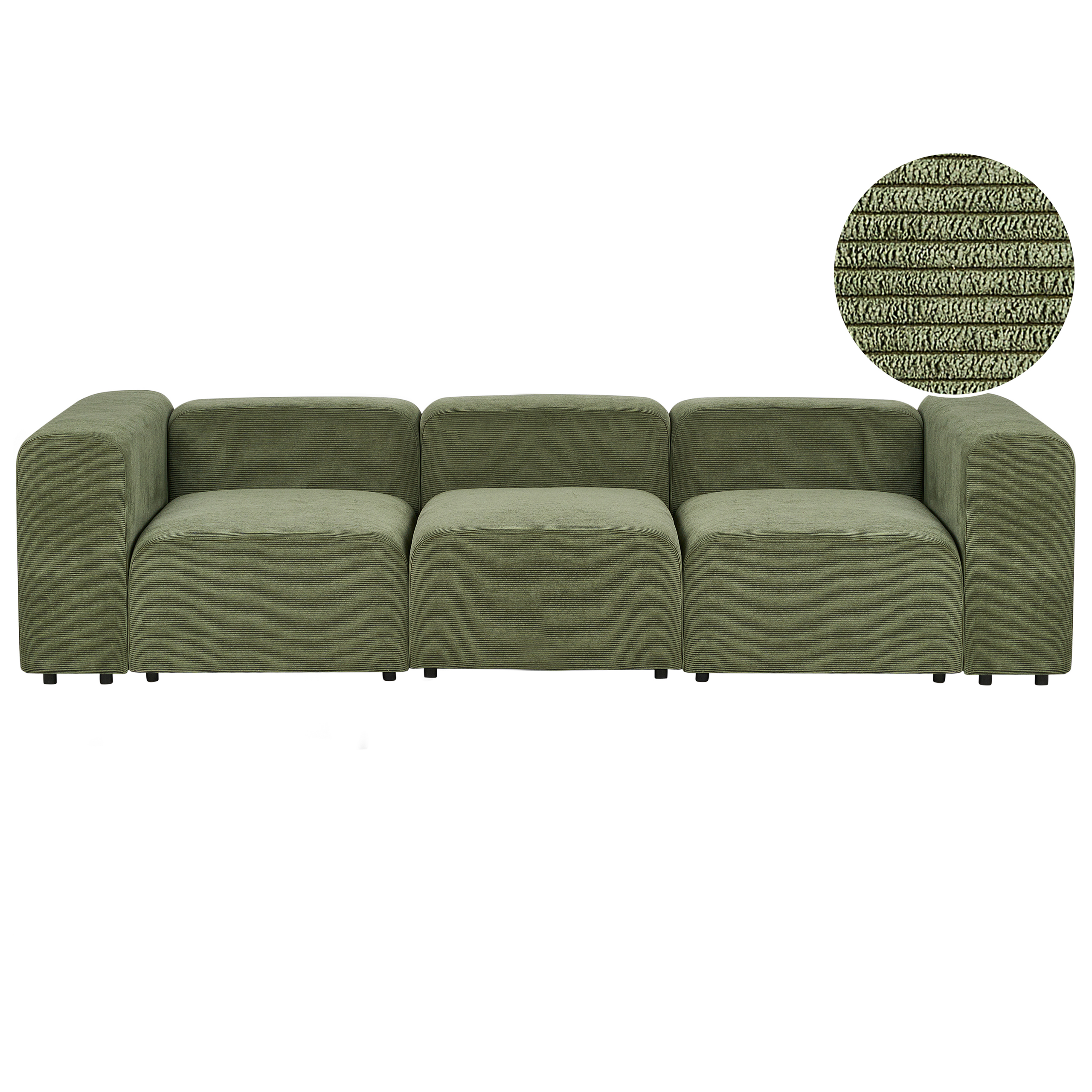 Modulaire driezitsbank corduroy groen FALSTERBO