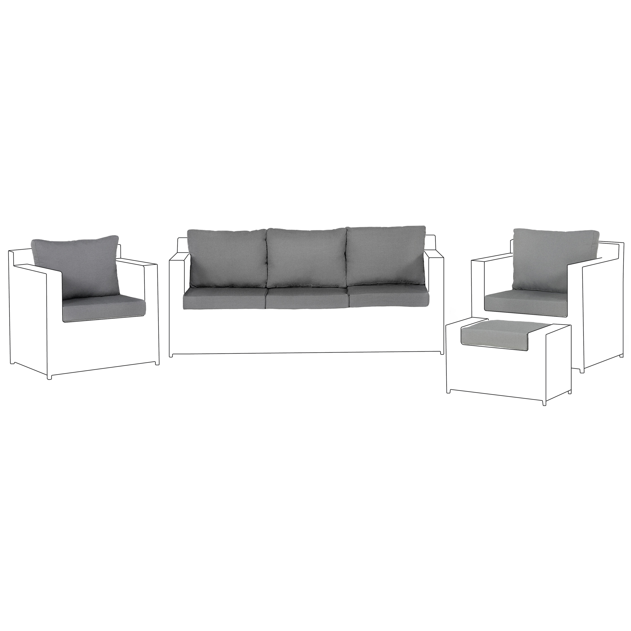 Kussenhoes set voor buiten grijs ROMA
