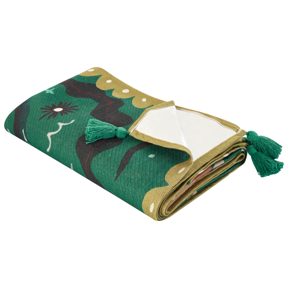 Coperta da picnic verde con cinturino con motivo animale 150 x 200 cm per esterni