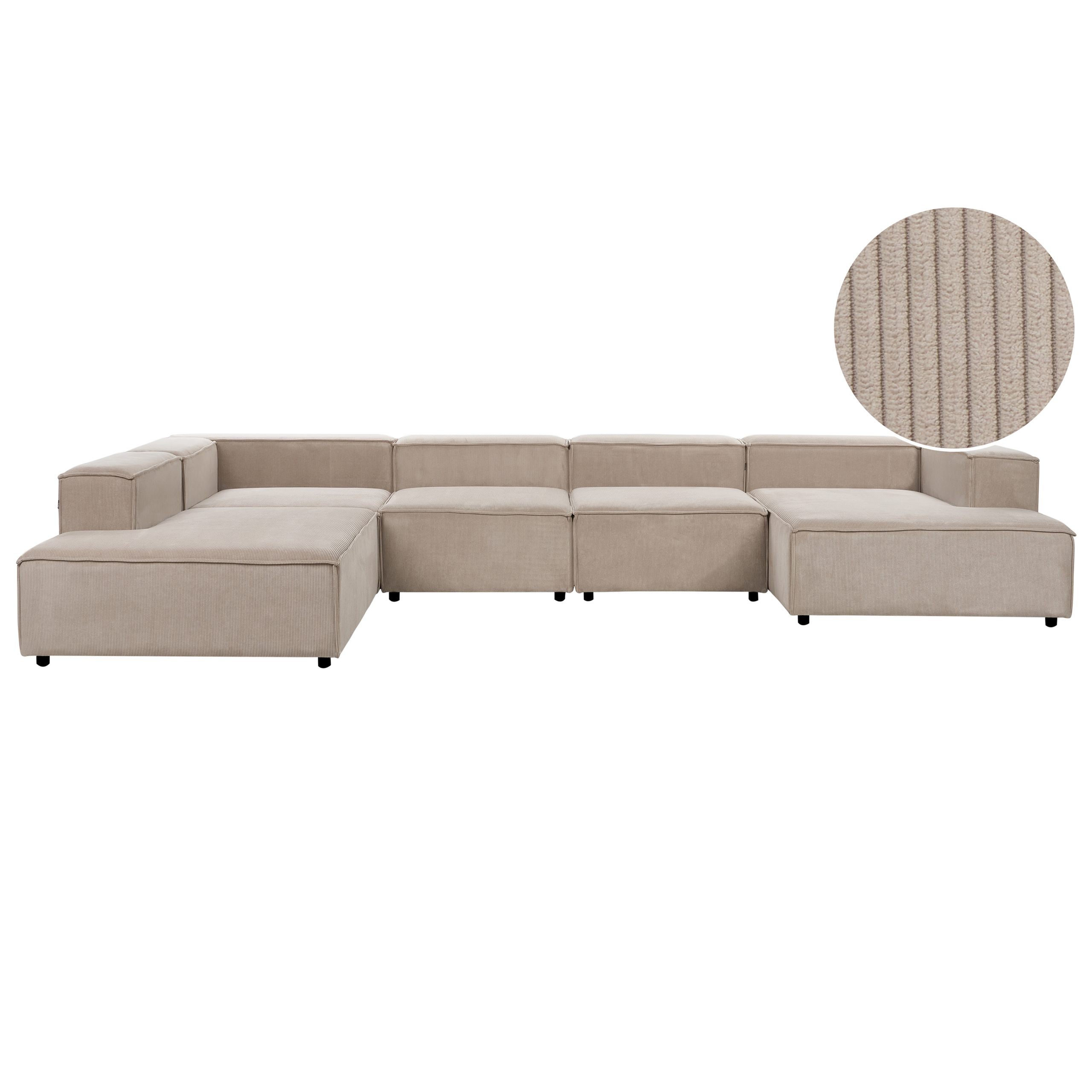 Modulaire hoekbank 5-zits corduroy lichtbruin rechtszijdig APRICA