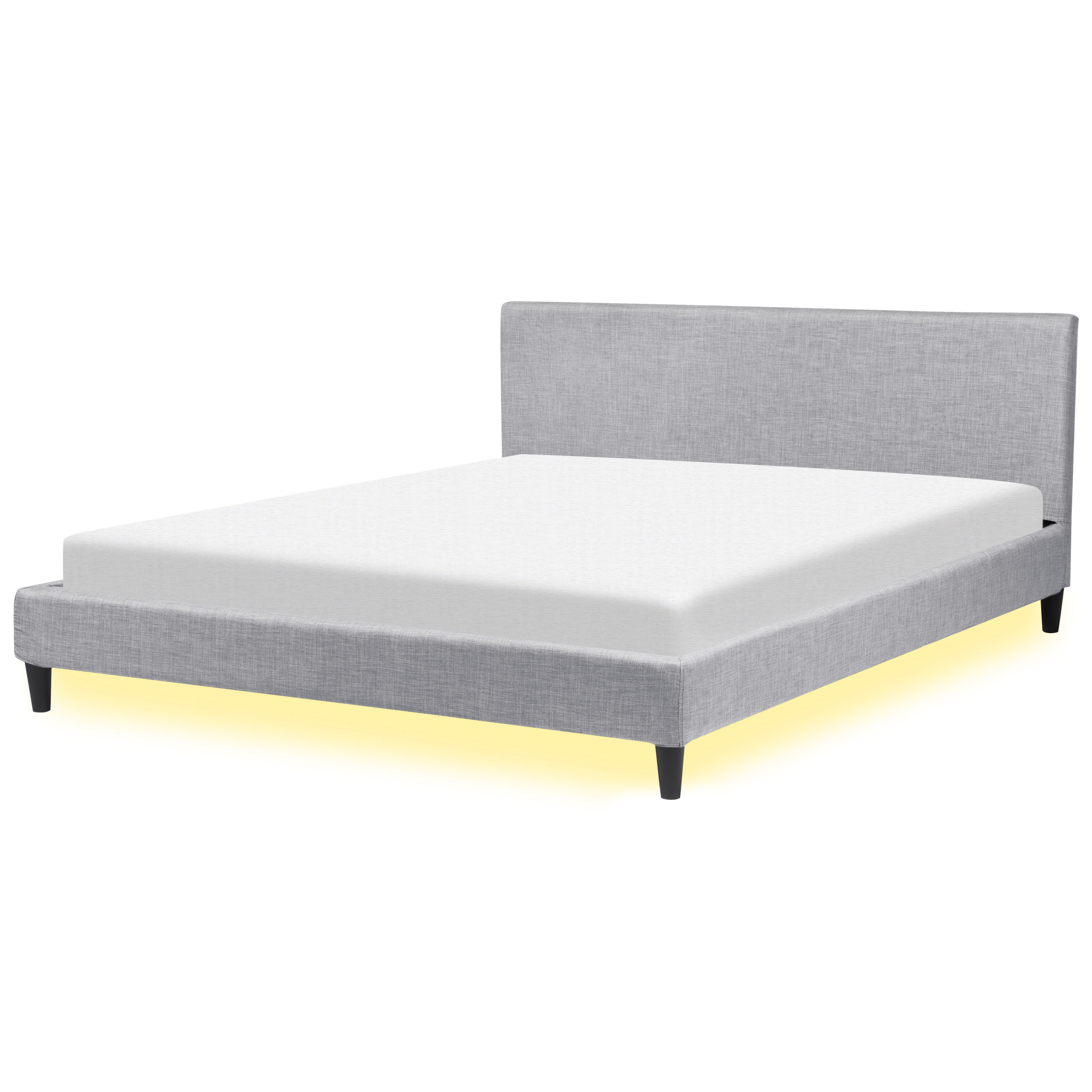 Bed met LED stof lichtgrijs 180 x 200 cm FITOU