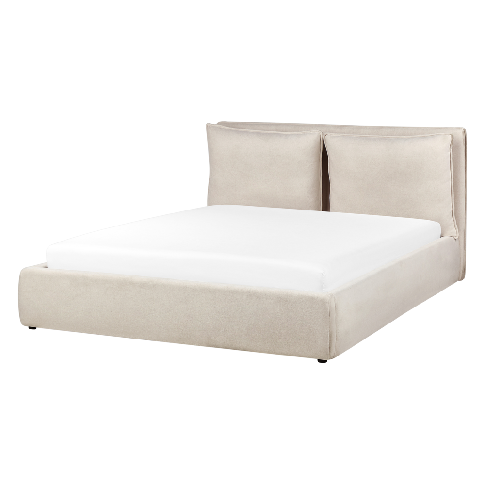 Letto Matrimoniale Beige Chiaro Con Contenitore 160 X 200 Cm-image