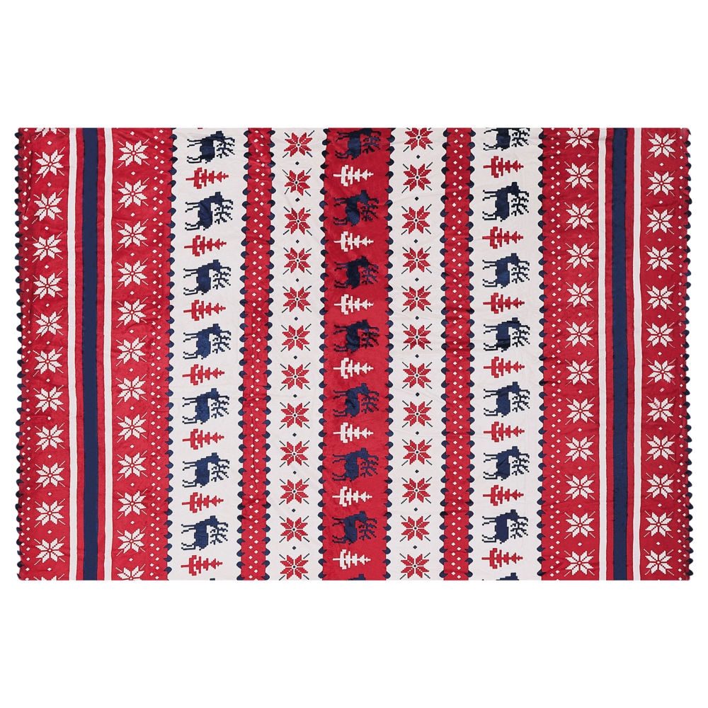 Image of Plaid Coperta in Flanella Rossa e Blu 150 x 200 cm Invernale Stile Maglione Natalizio