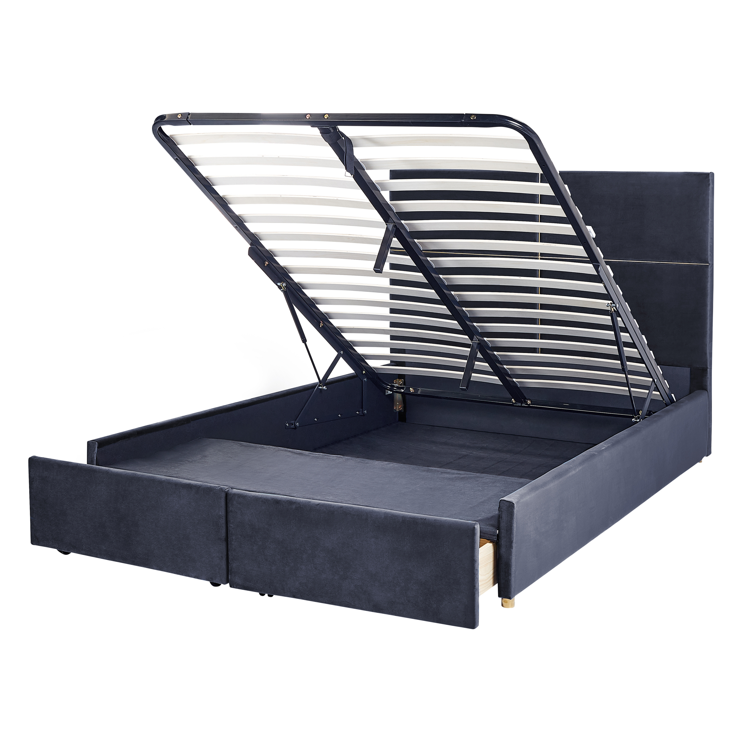 Bed met opbergruimte fluweel zwart 140 x 200 cm VERNOYES