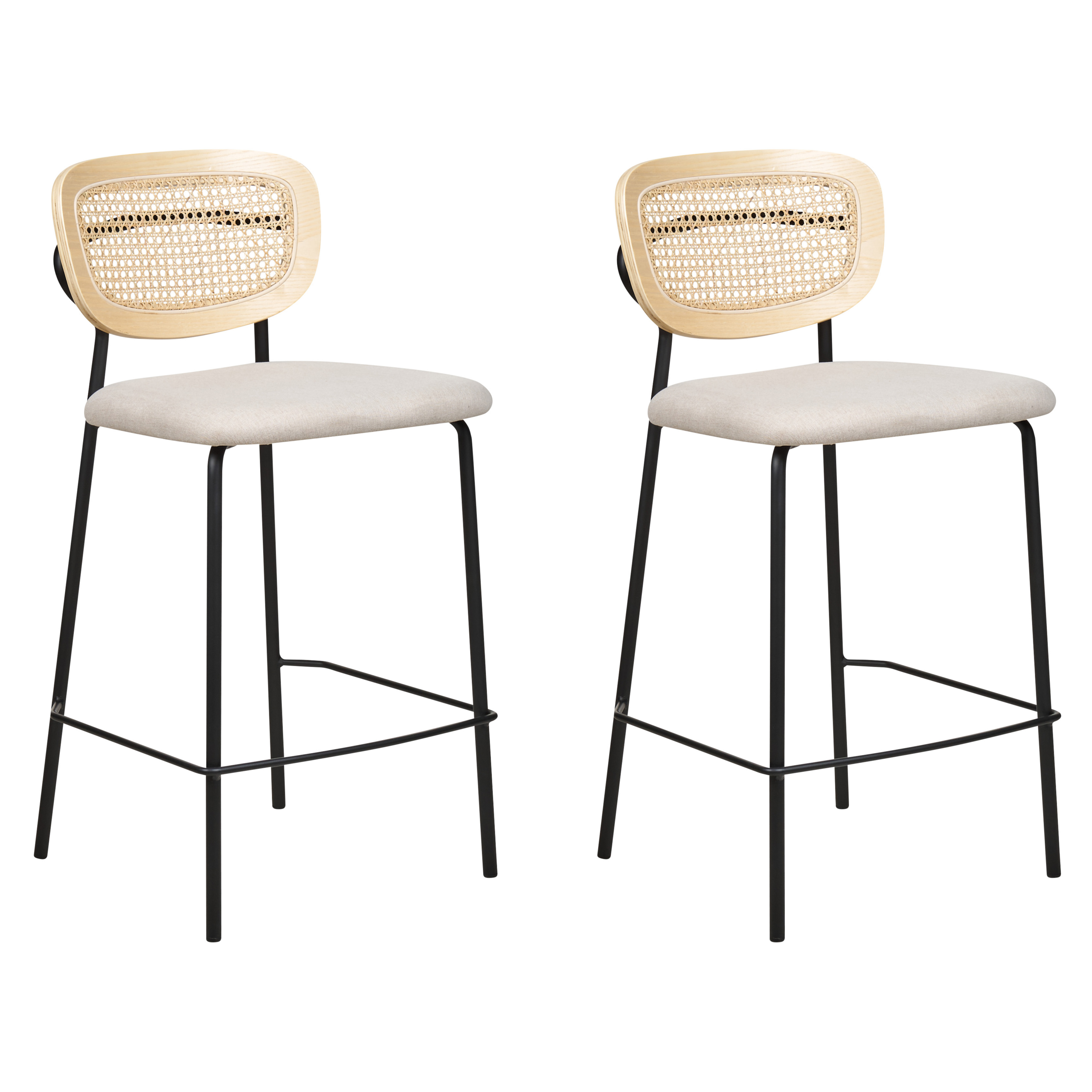 Barkruk Set van 2 Stof Lichtbeige MAYETTA