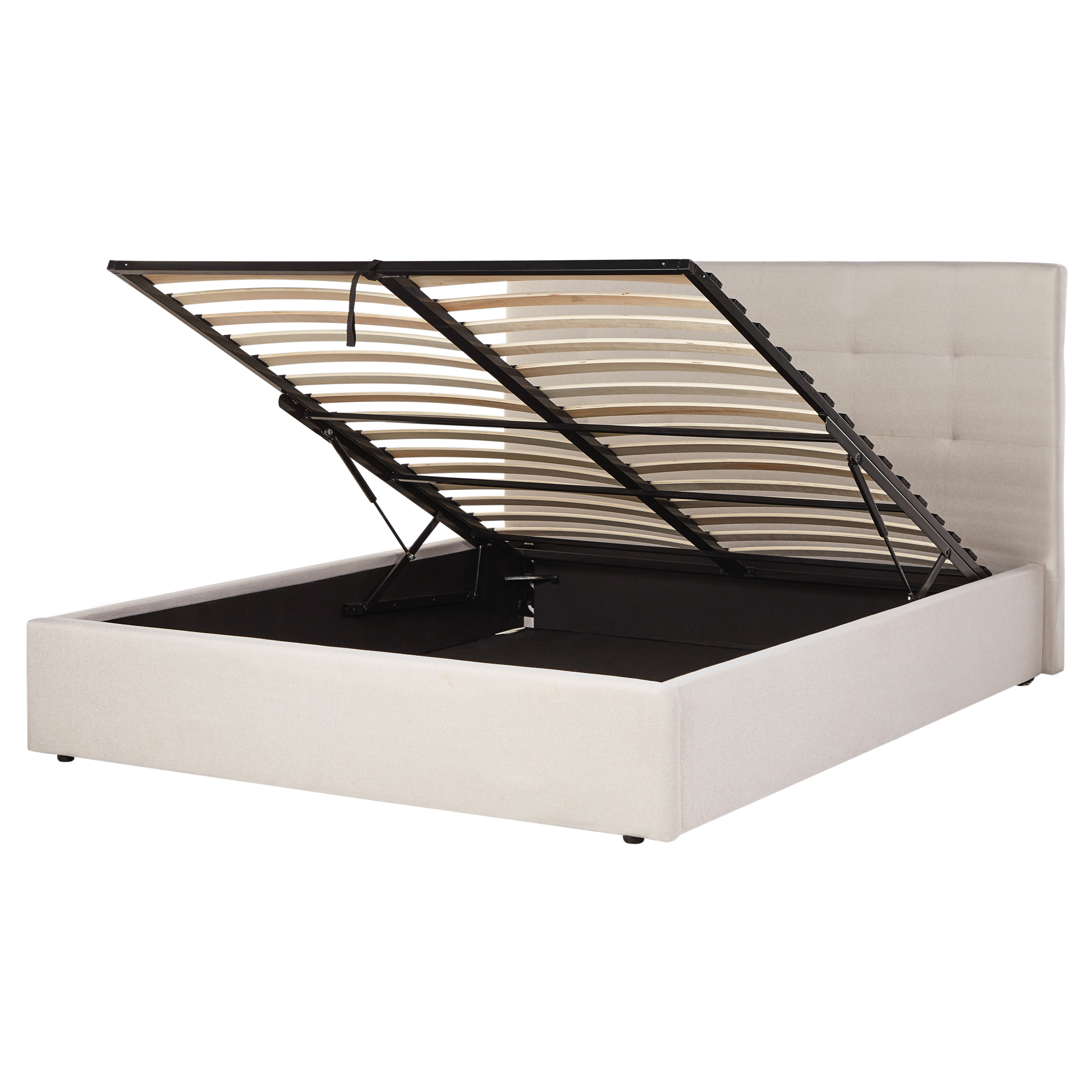 Bed met opbergruimte stof beige 160 x 200 cm LORIENT